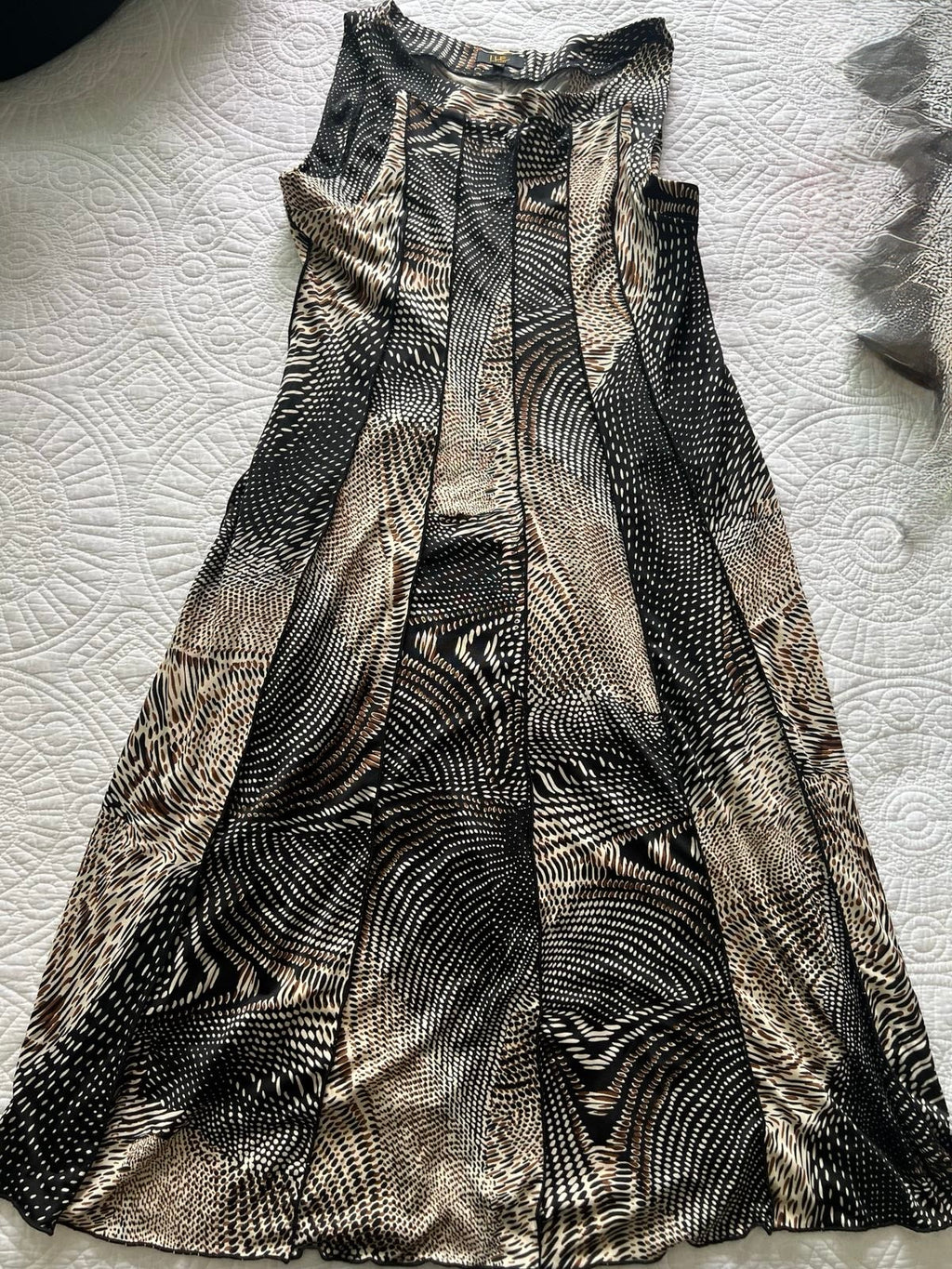 Black/nude midi dress