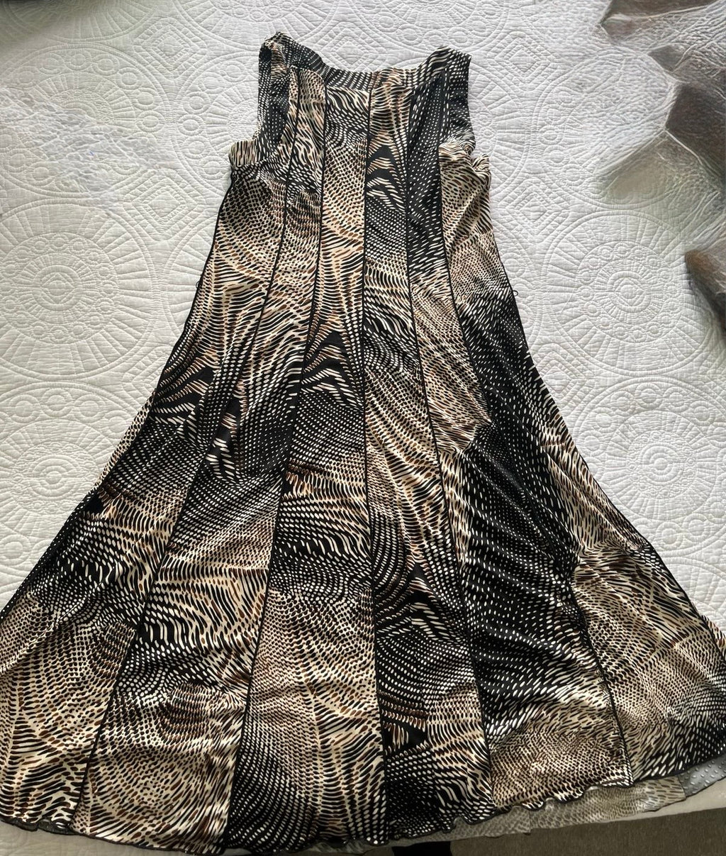 Black/nude midi dress