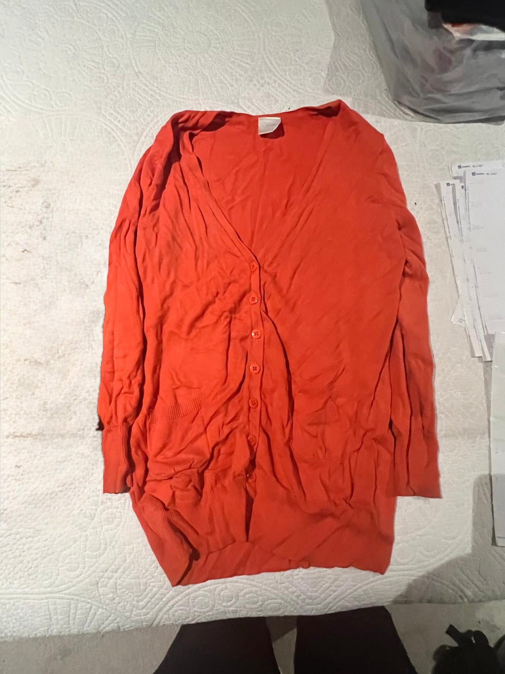 Orange long sleeve cardigan