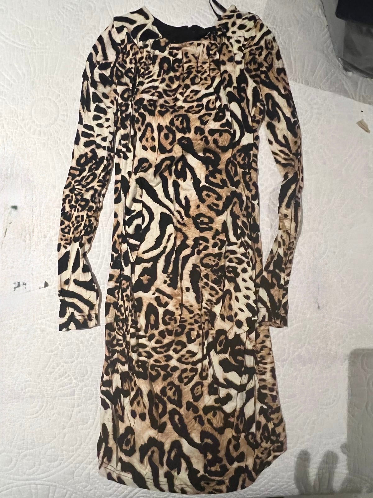 Long sleeve leopard print dress