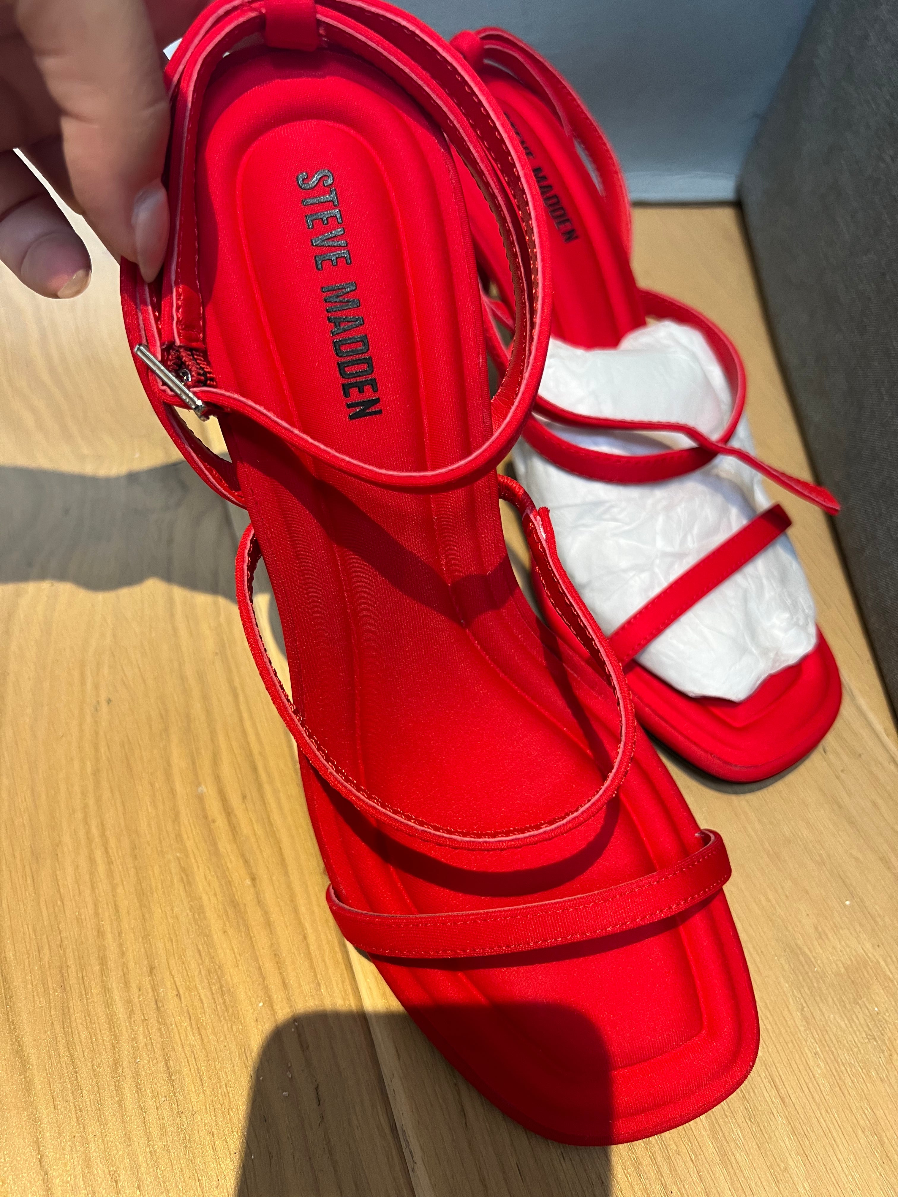 Red Steve Madden strappy heels