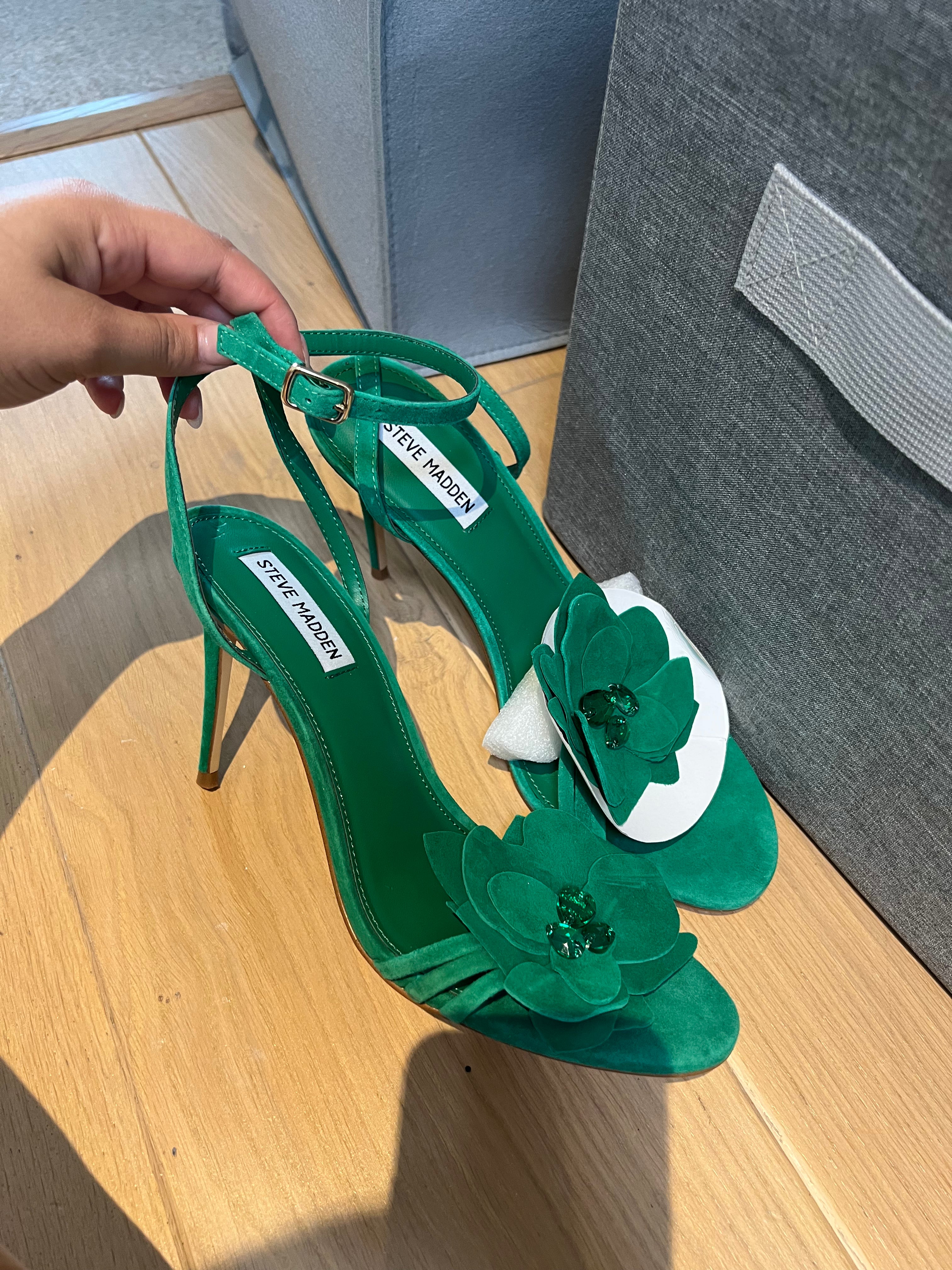 Green Steve Madden open toe heels