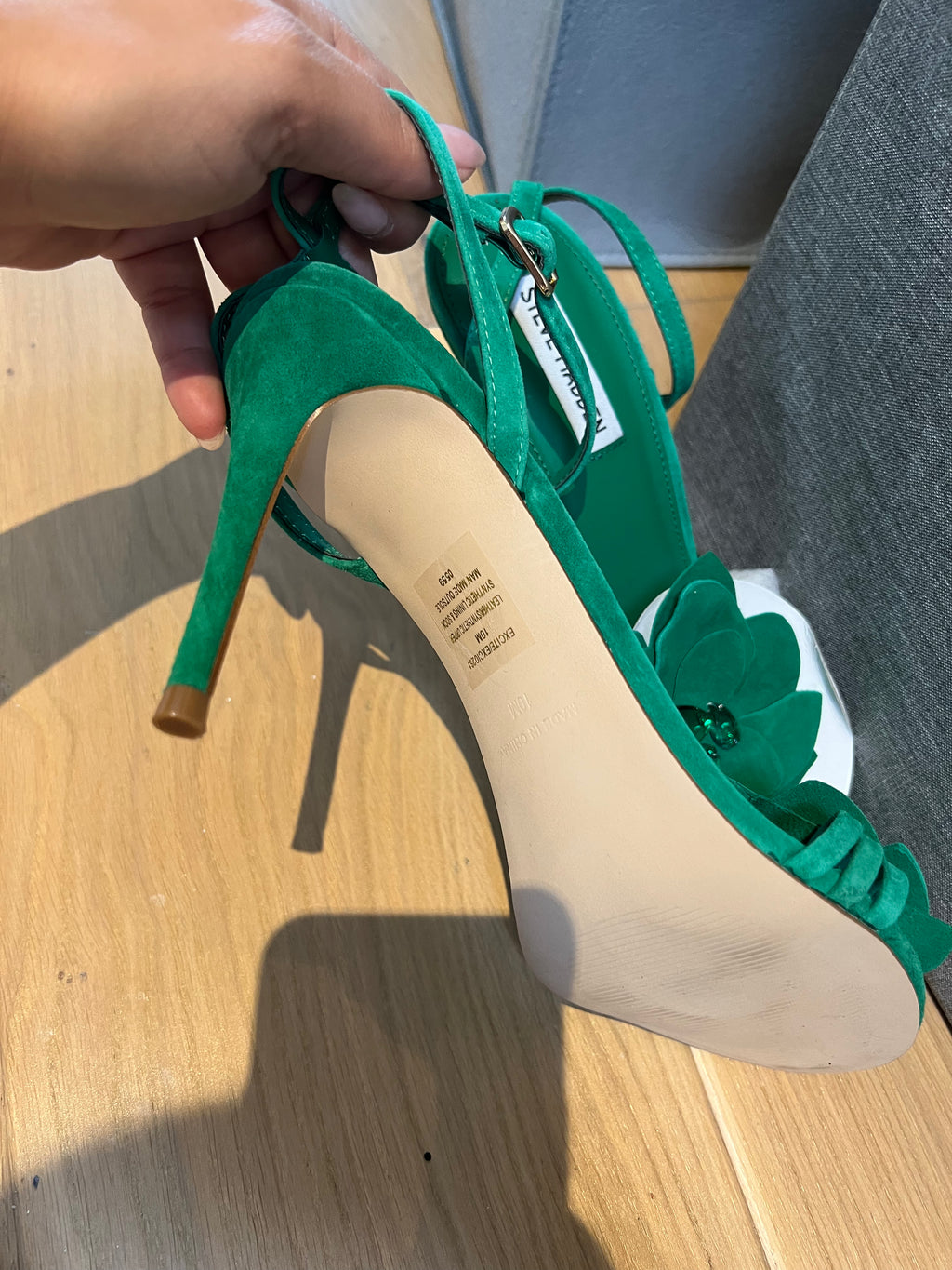 Green Steve Madden open toe heels