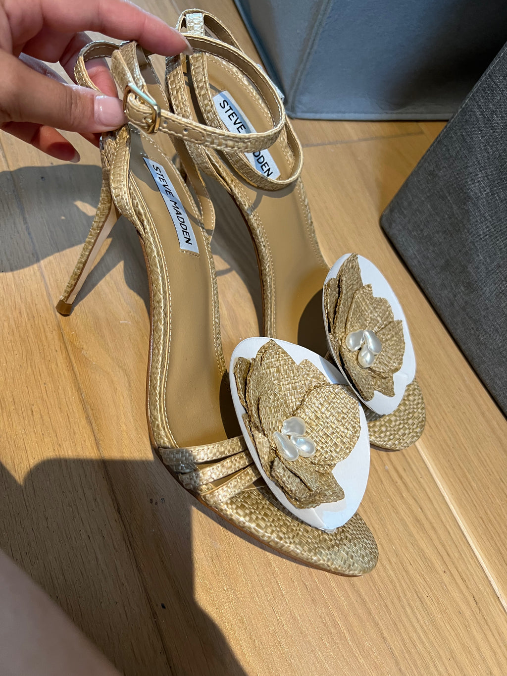 Woven Steve Madden open toe heels