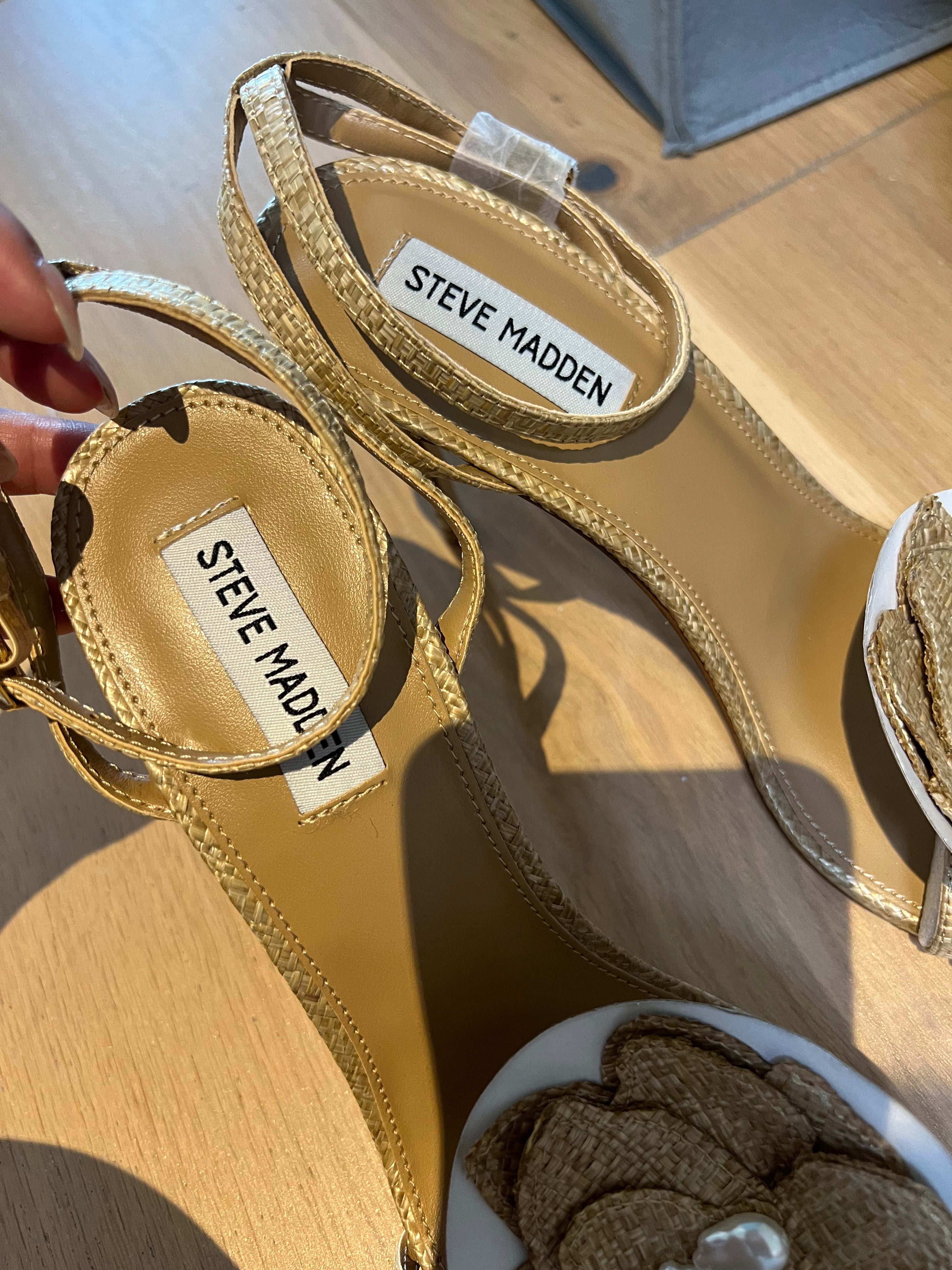 Woven Steve Madden open toe heels