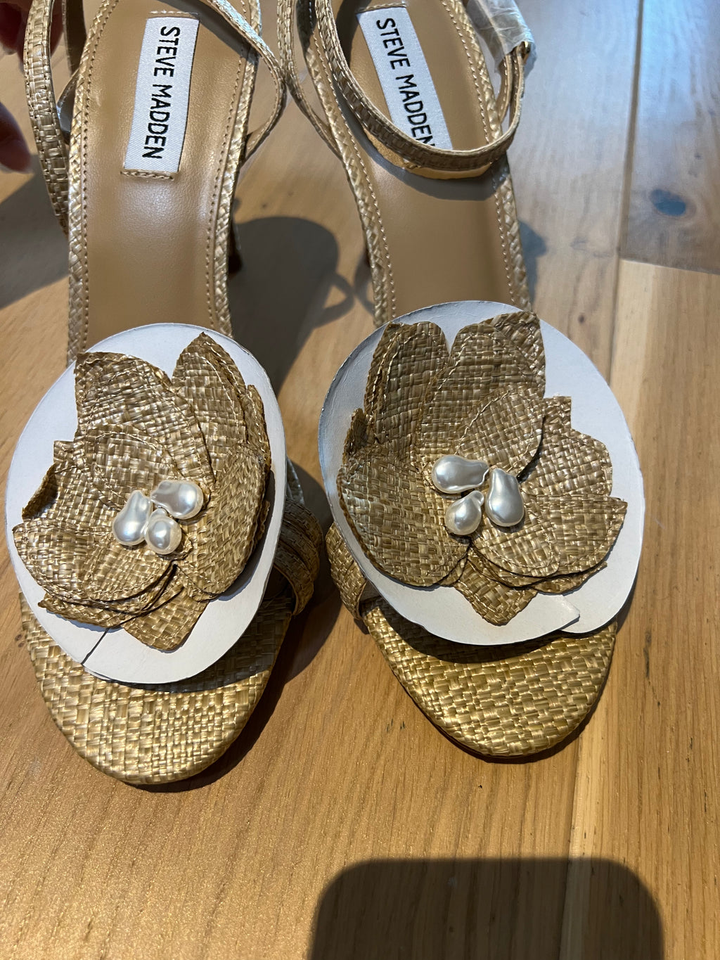 Woven Steve Madden open toe heels