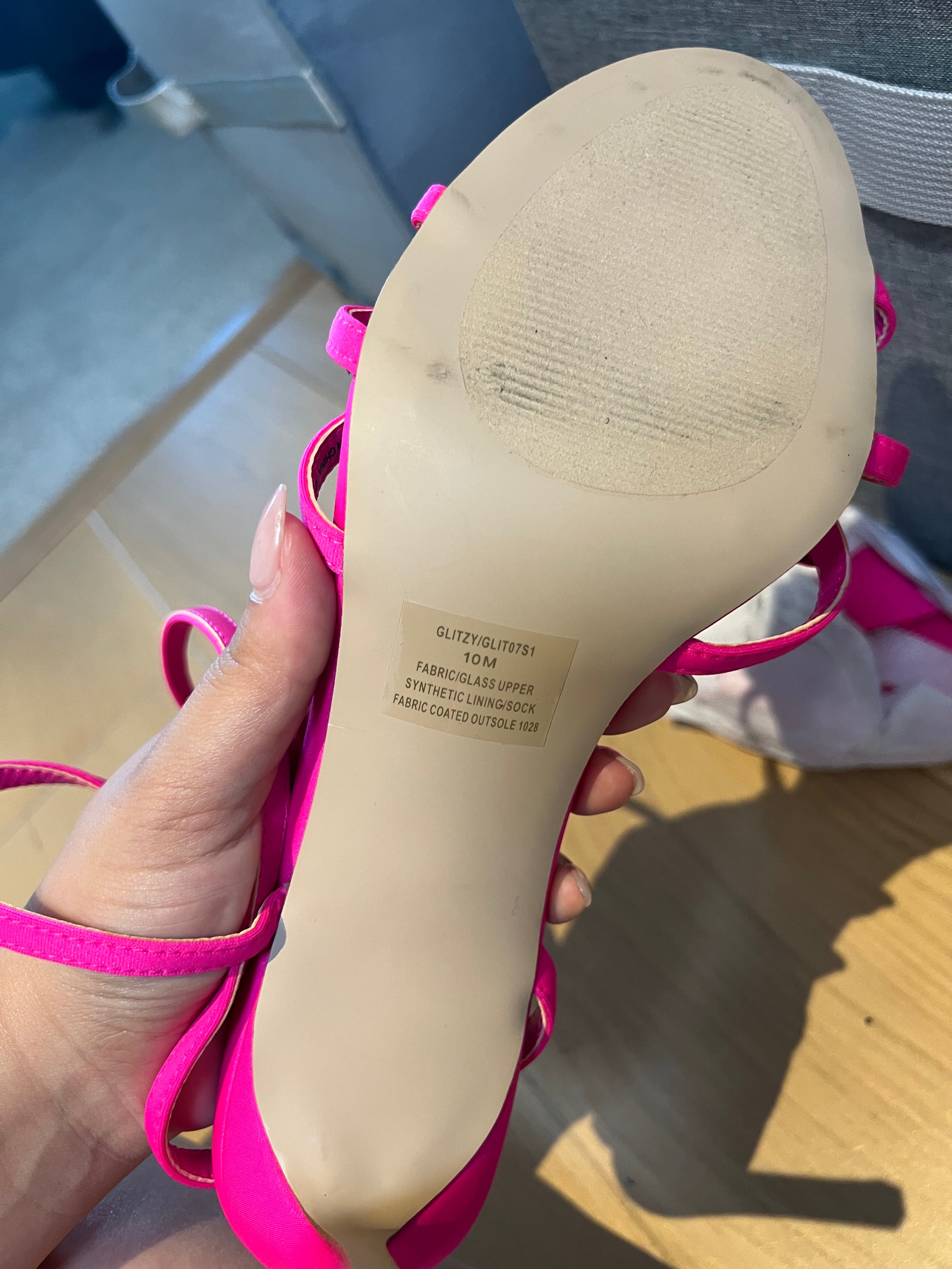 Pink Steve Madden open toe heels, diamante bow