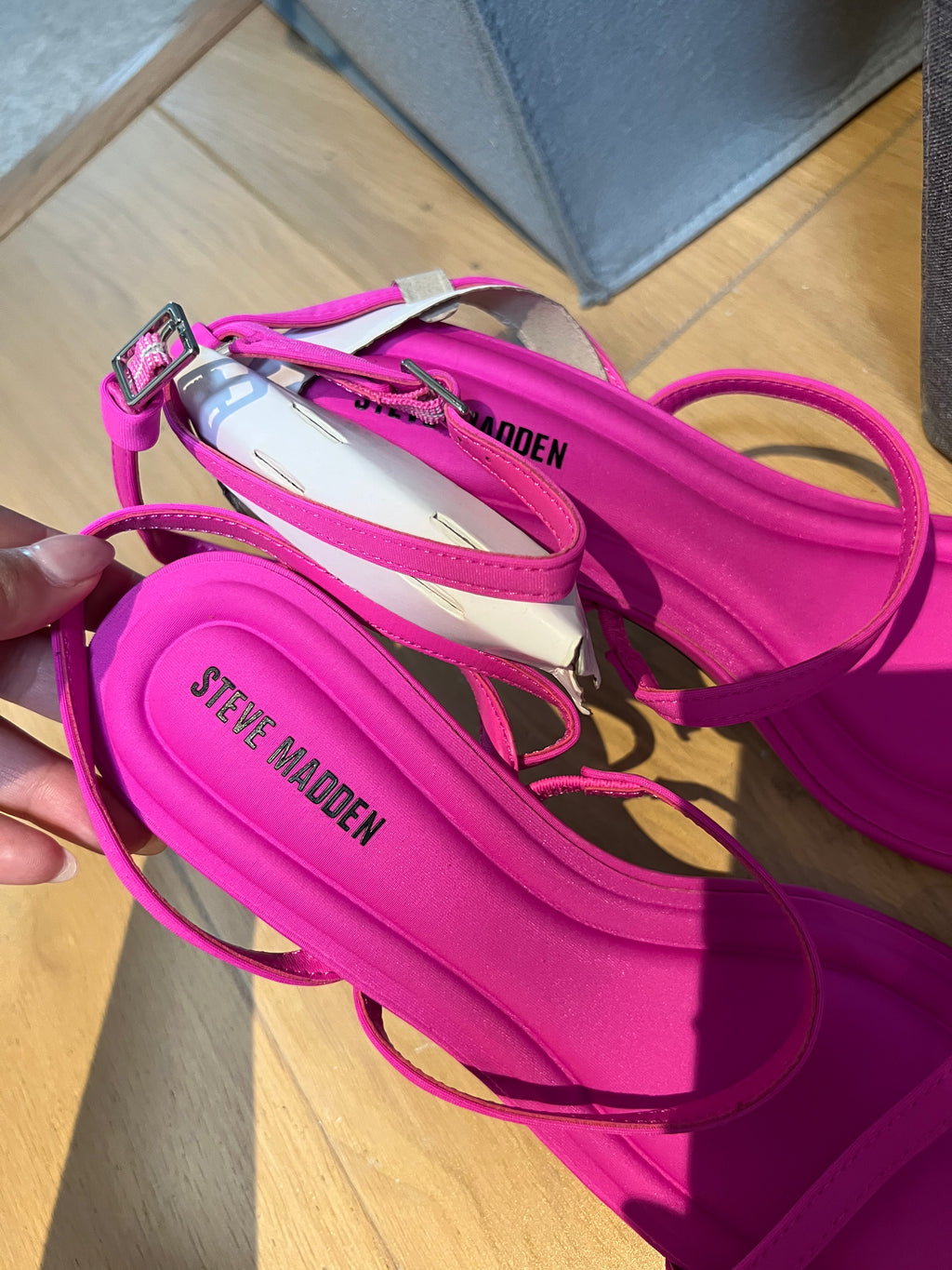 Pink Steve Madden heels, buckle strap