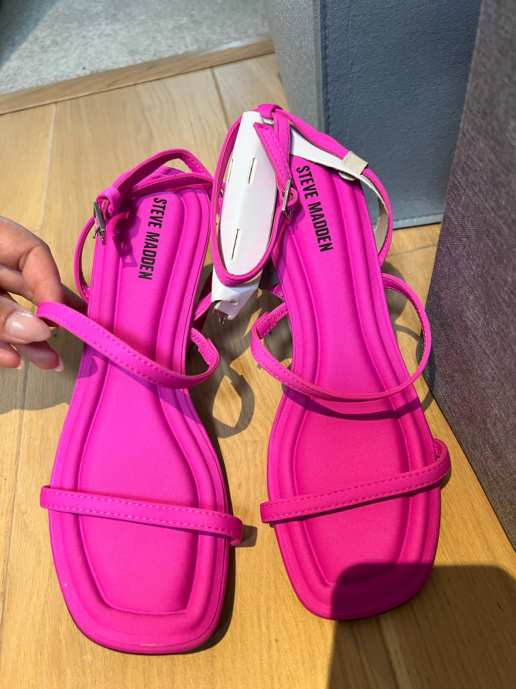 Pink Steve Madden heels, buckle strap