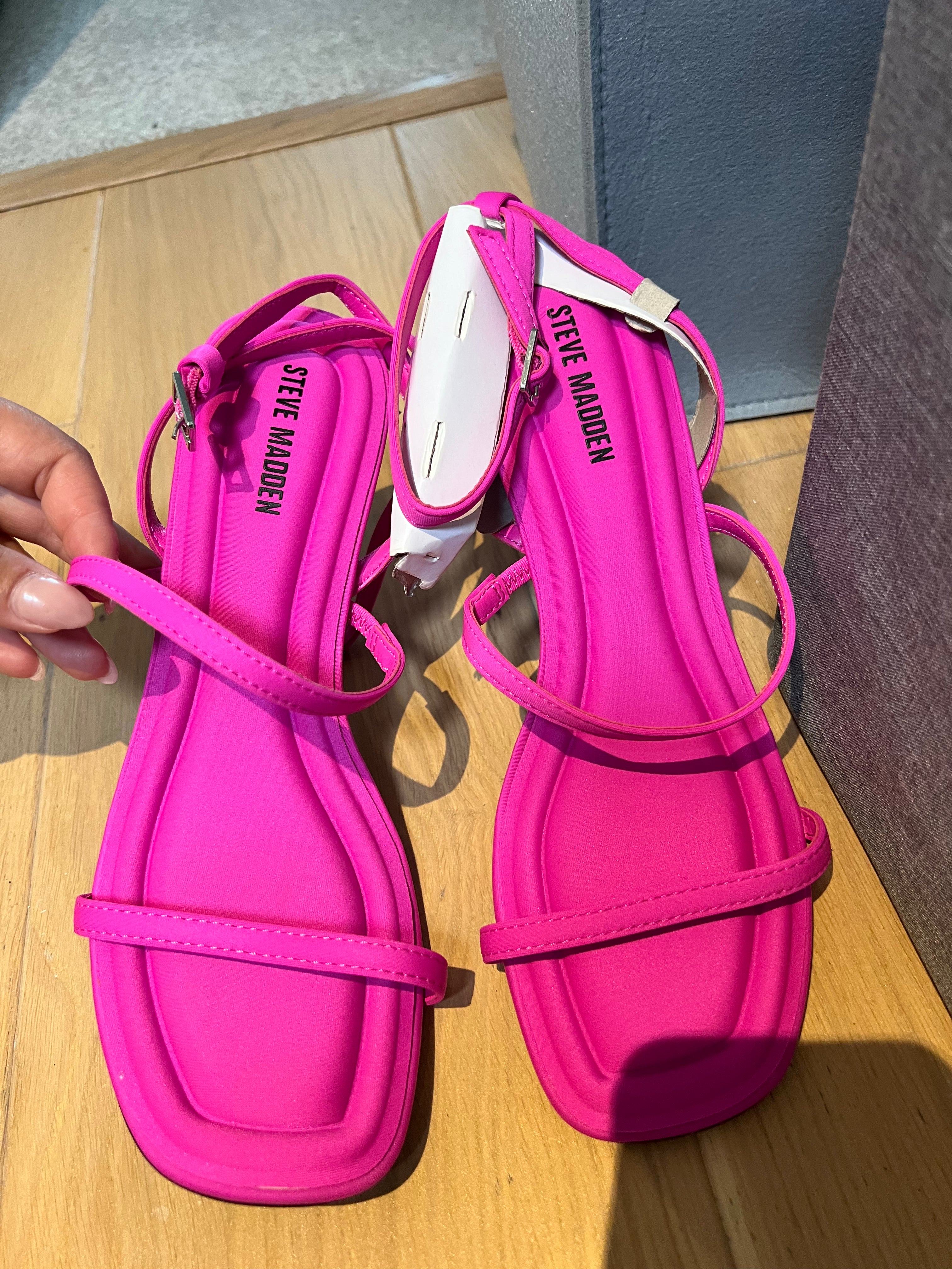 Pink Steve Madden heels, buckle strap