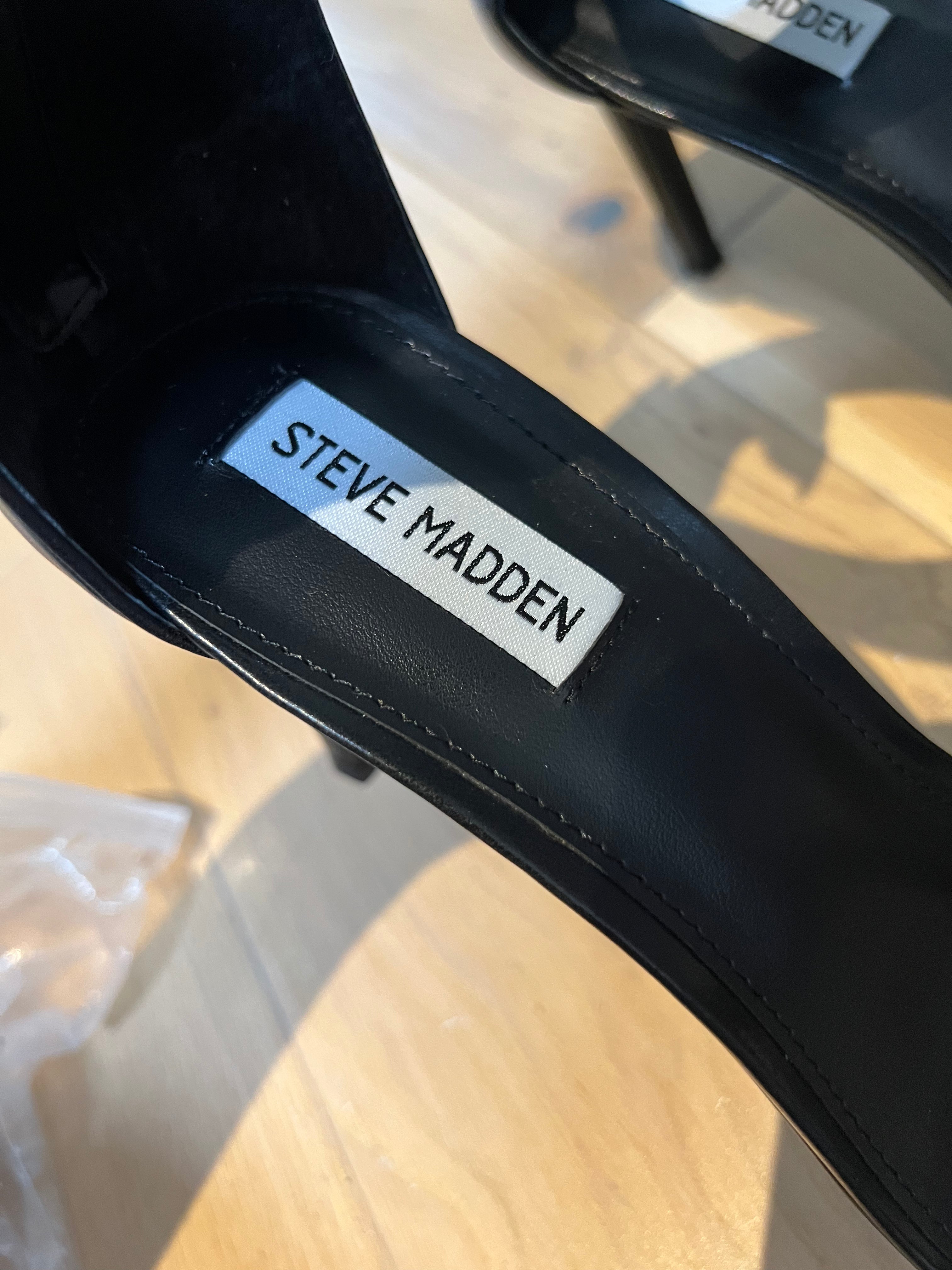 Black Steve Madden open toe heels