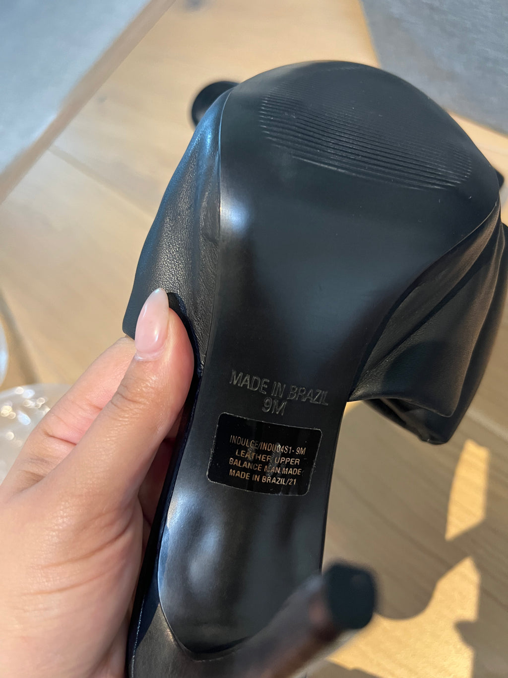Black Steve Madden open toe heels, Black faux leather bow