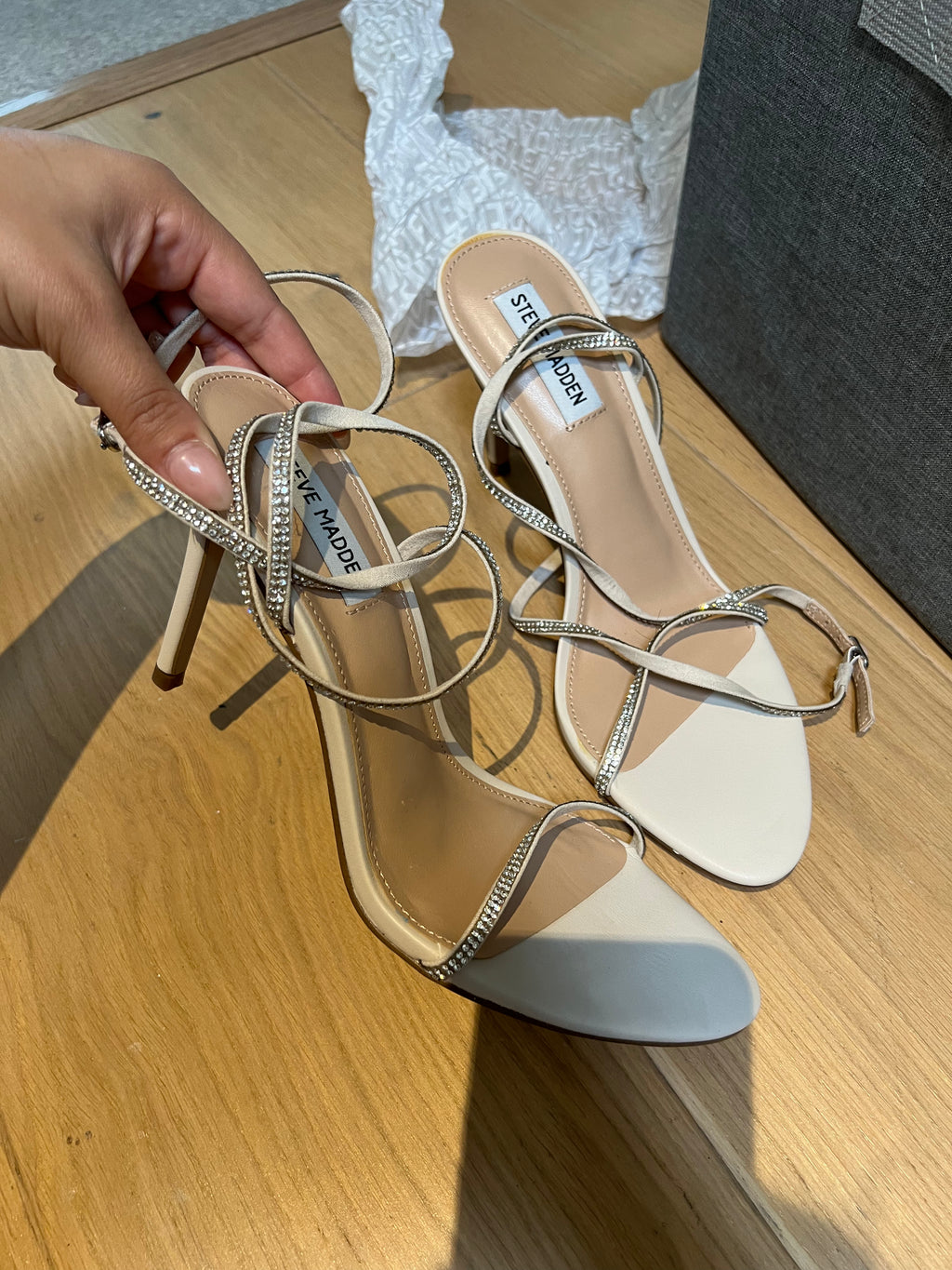 Steve Madden Nude heels, diamante straps