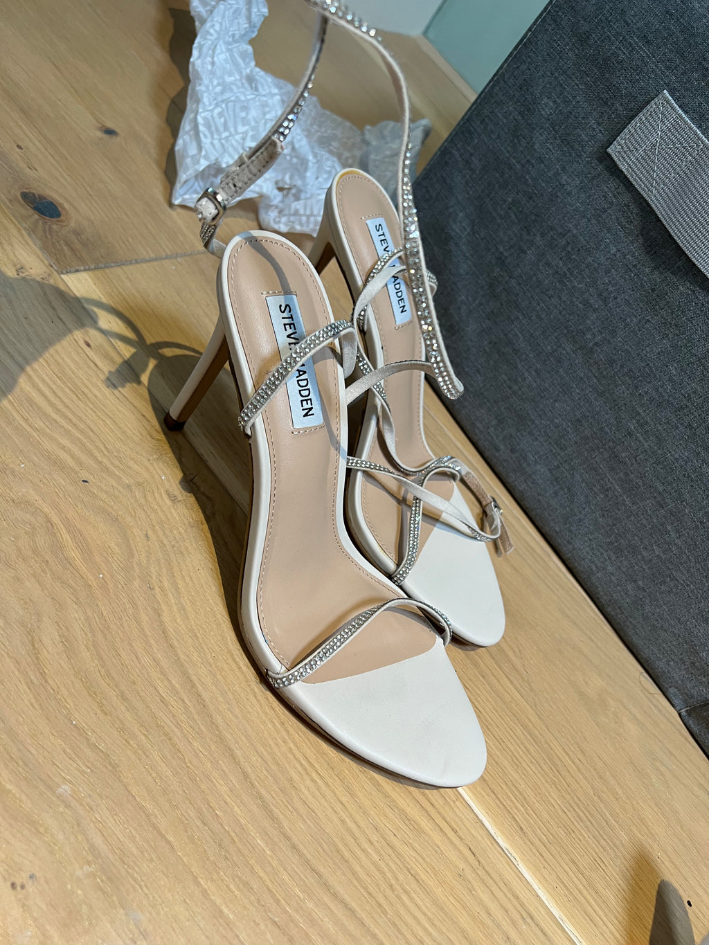Steve Madden Nude heels, diamante straps