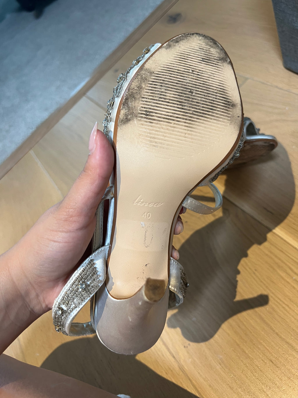 Beige heels with diamantes