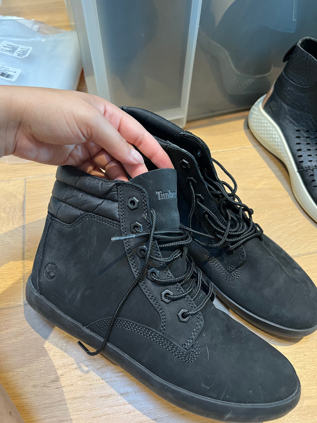 High top, Black Timberland trainers