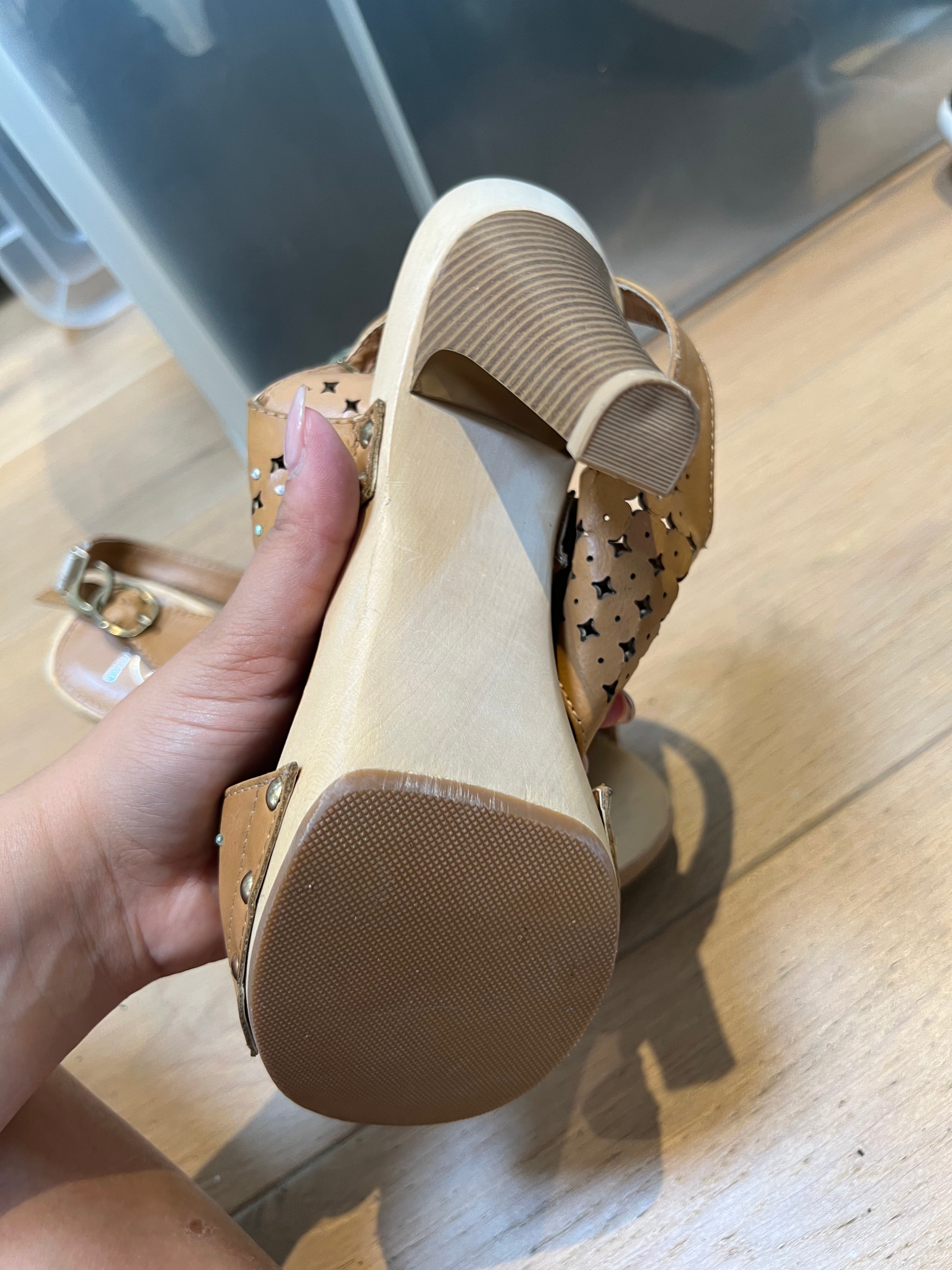 Brown, wooden heels