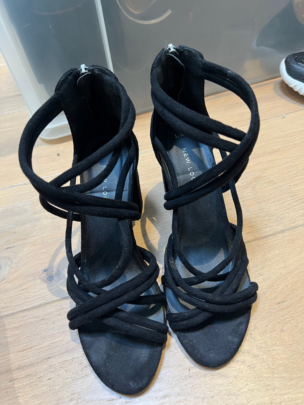 Black suede chunky heels