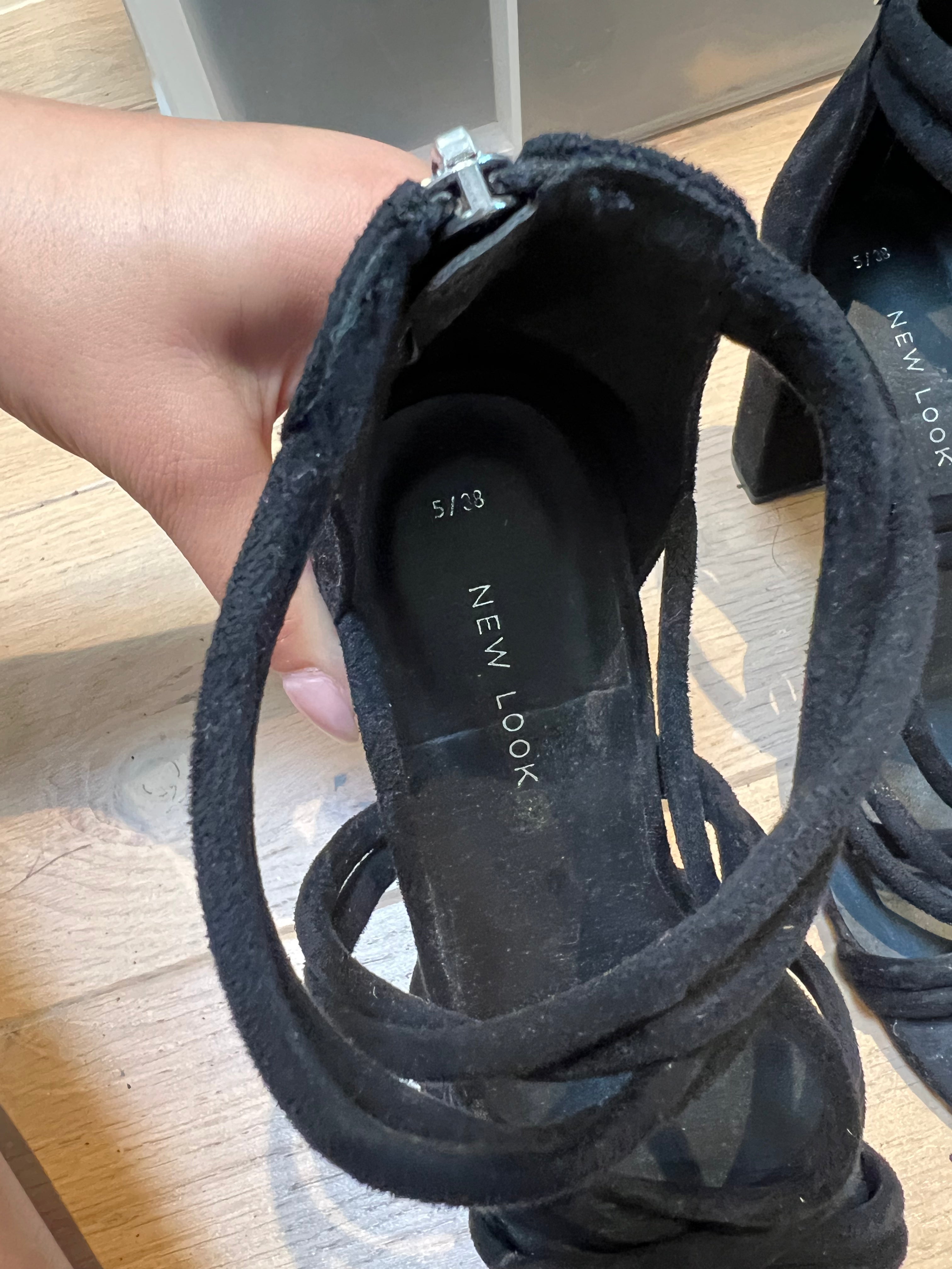 Black suede chunky heels