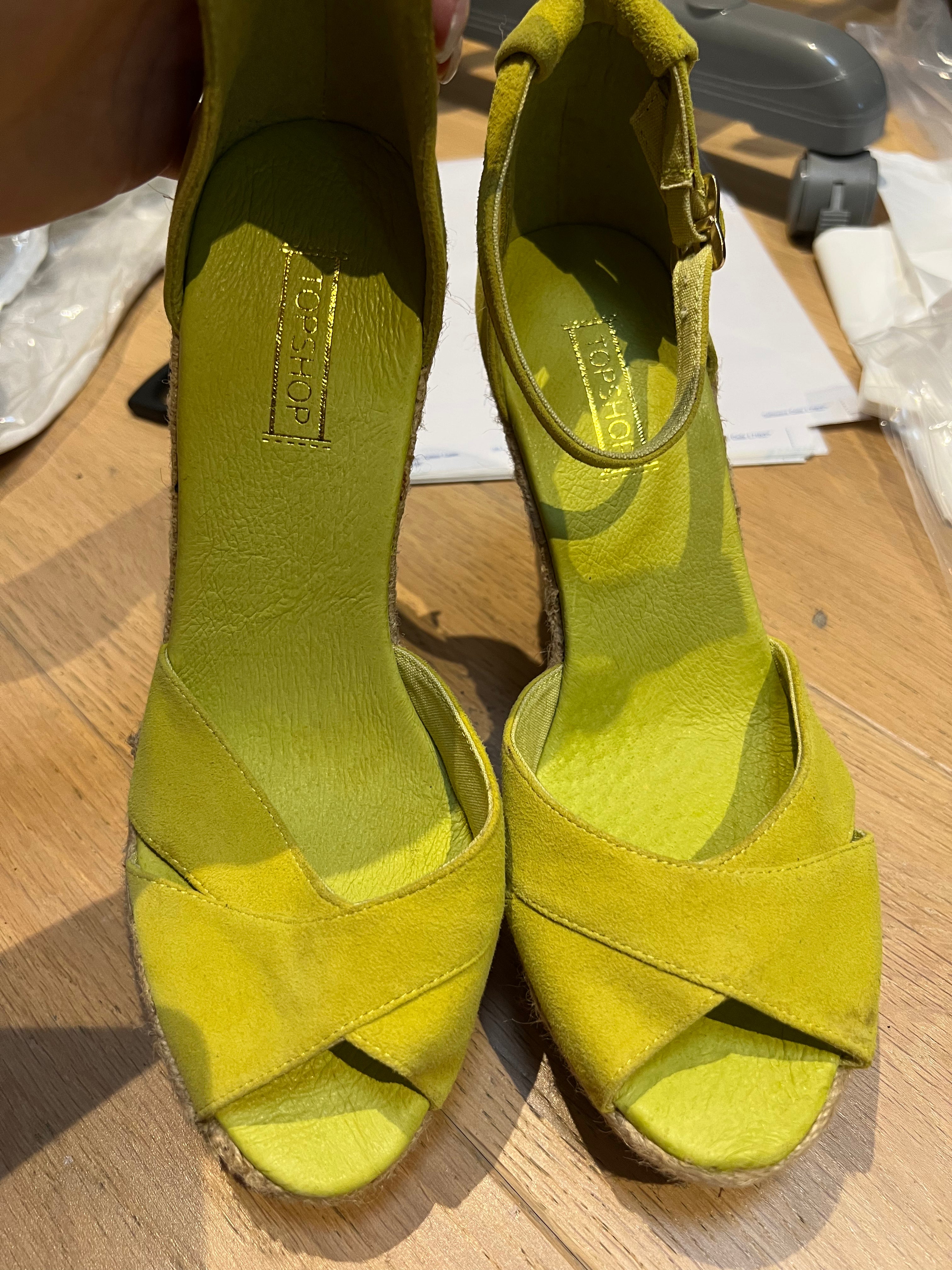 Woven wedge Lime Green Heels