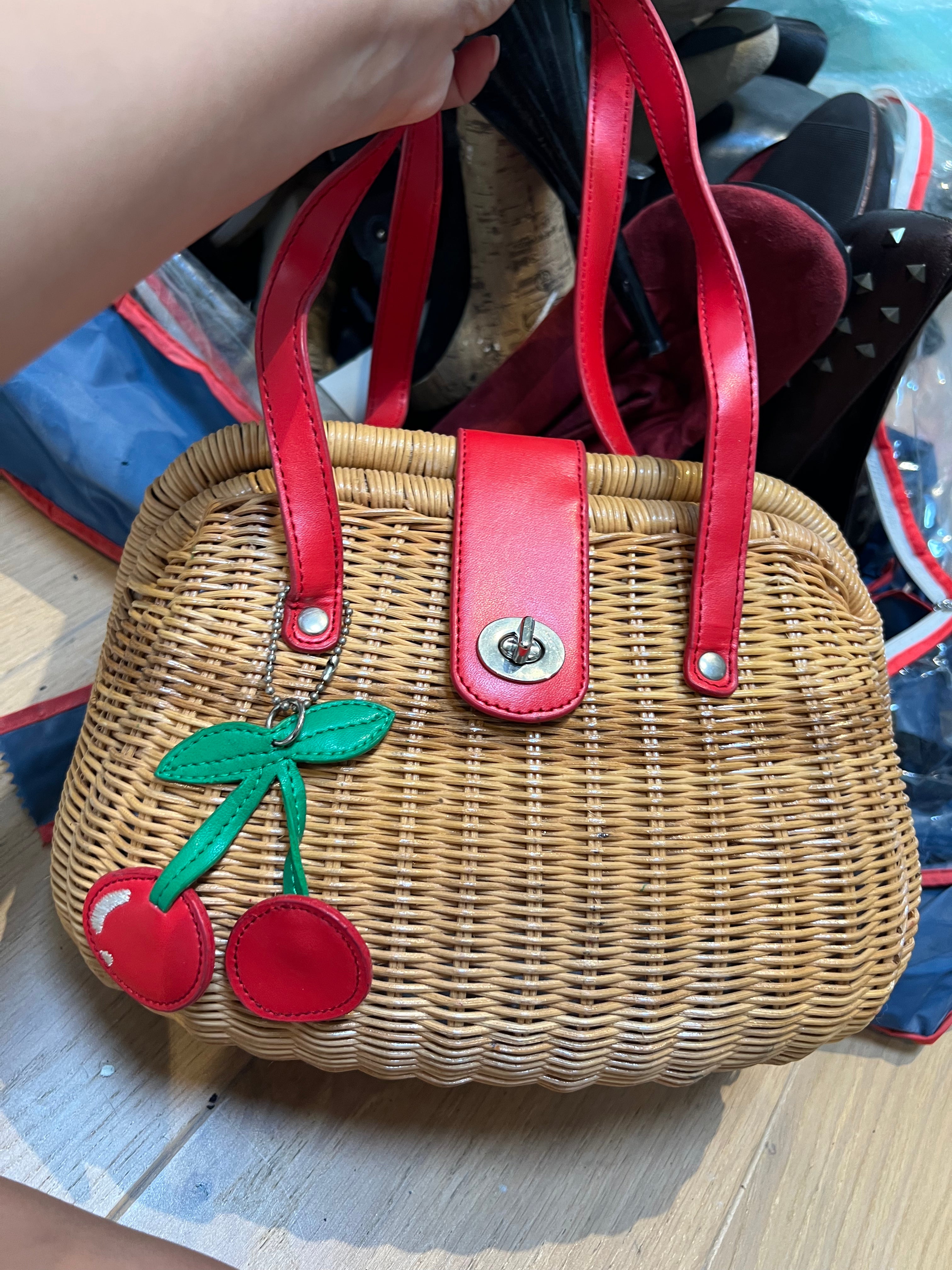 Small brown basket style handbag
