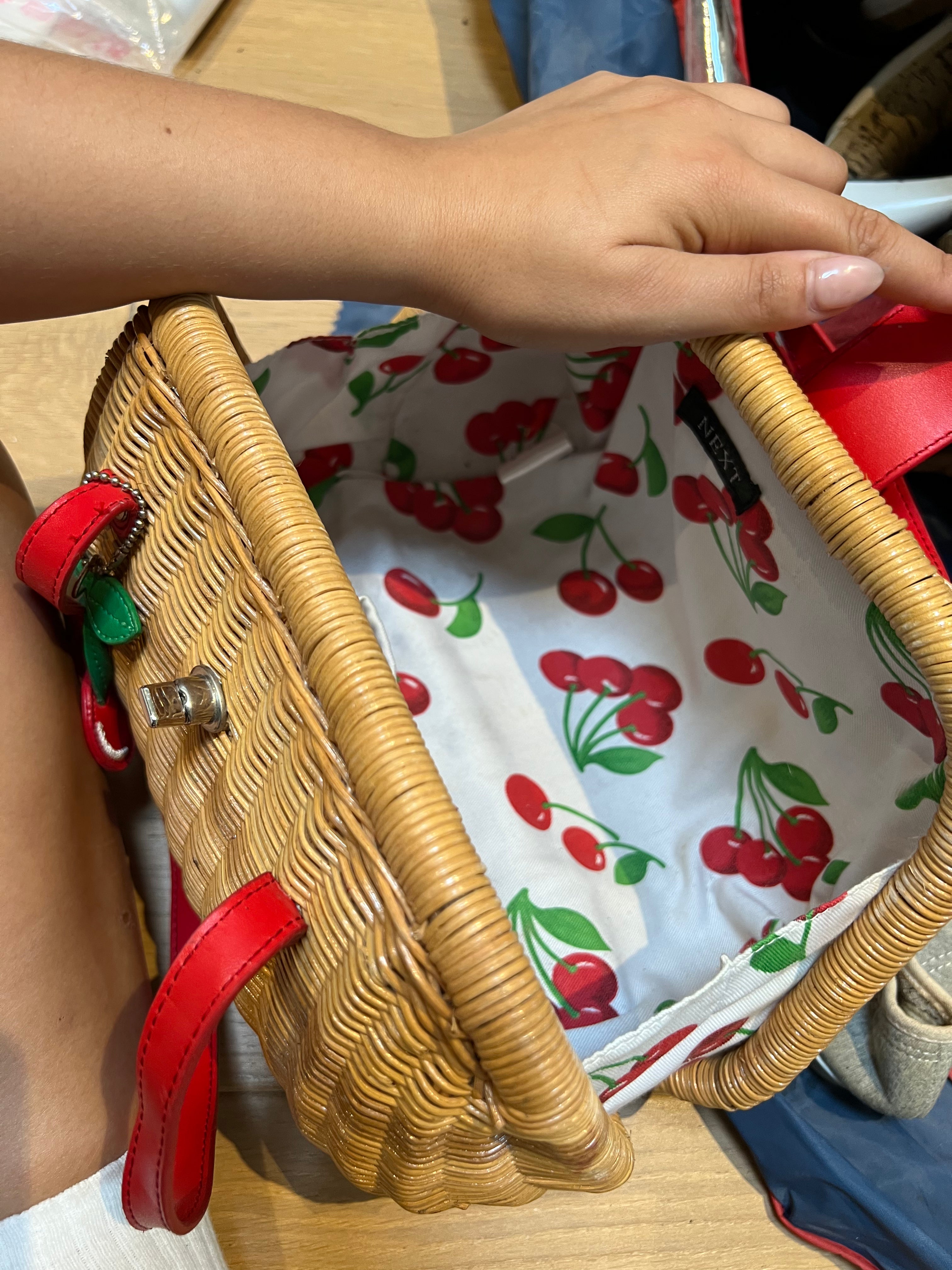 Small brown basket style handbag