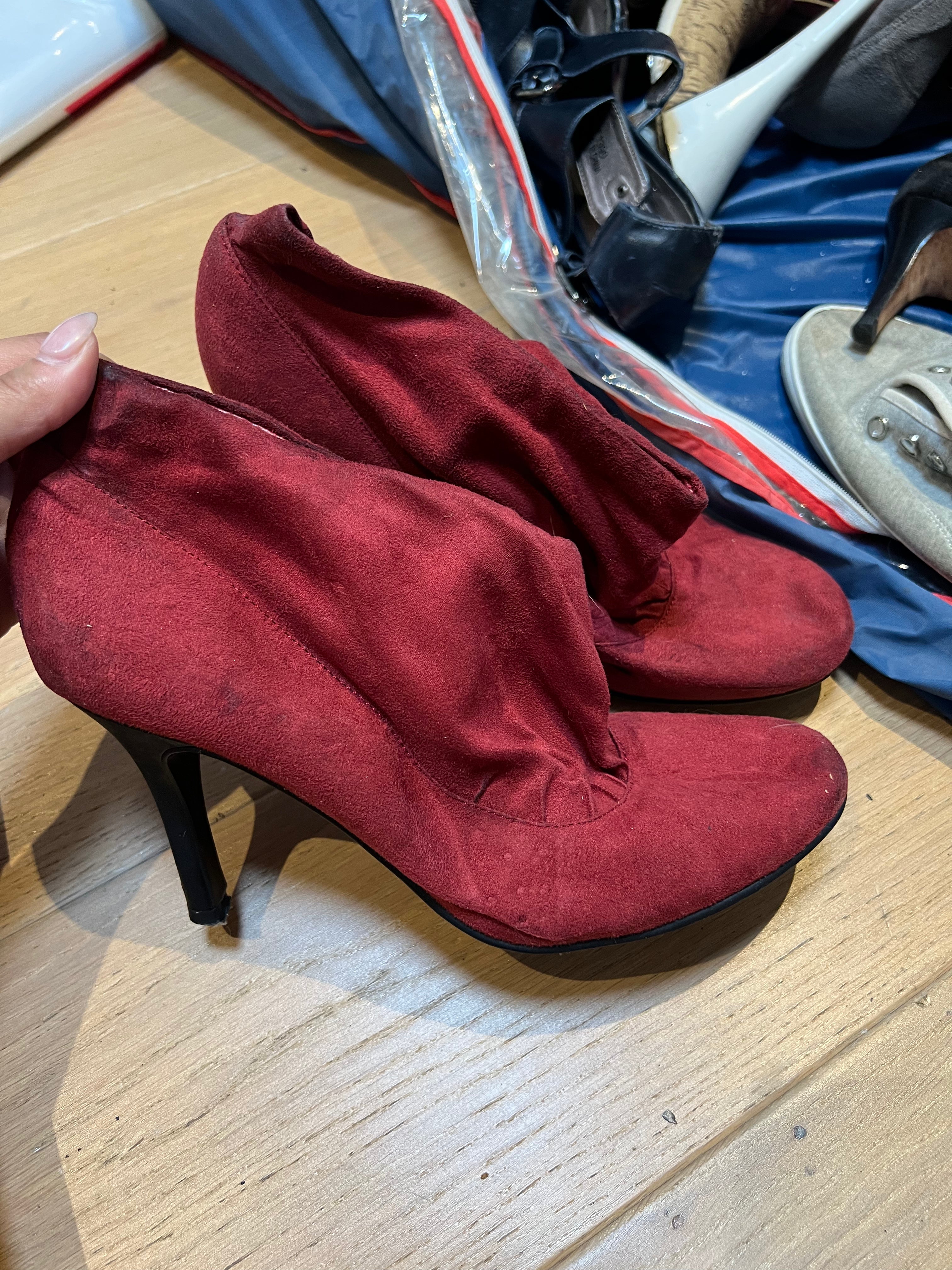 Red Suedette Heels