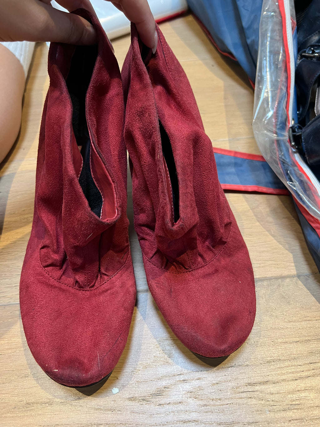 Red Suedette Heels