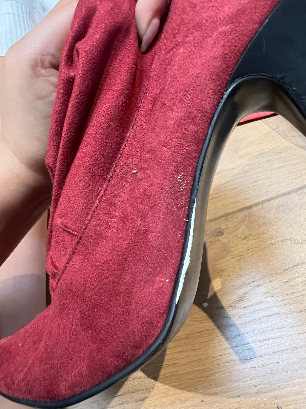 Red Suedette Heels