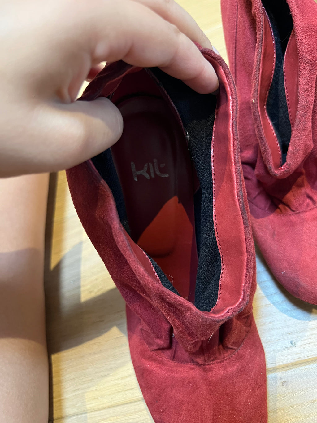 Red Suedette Heels