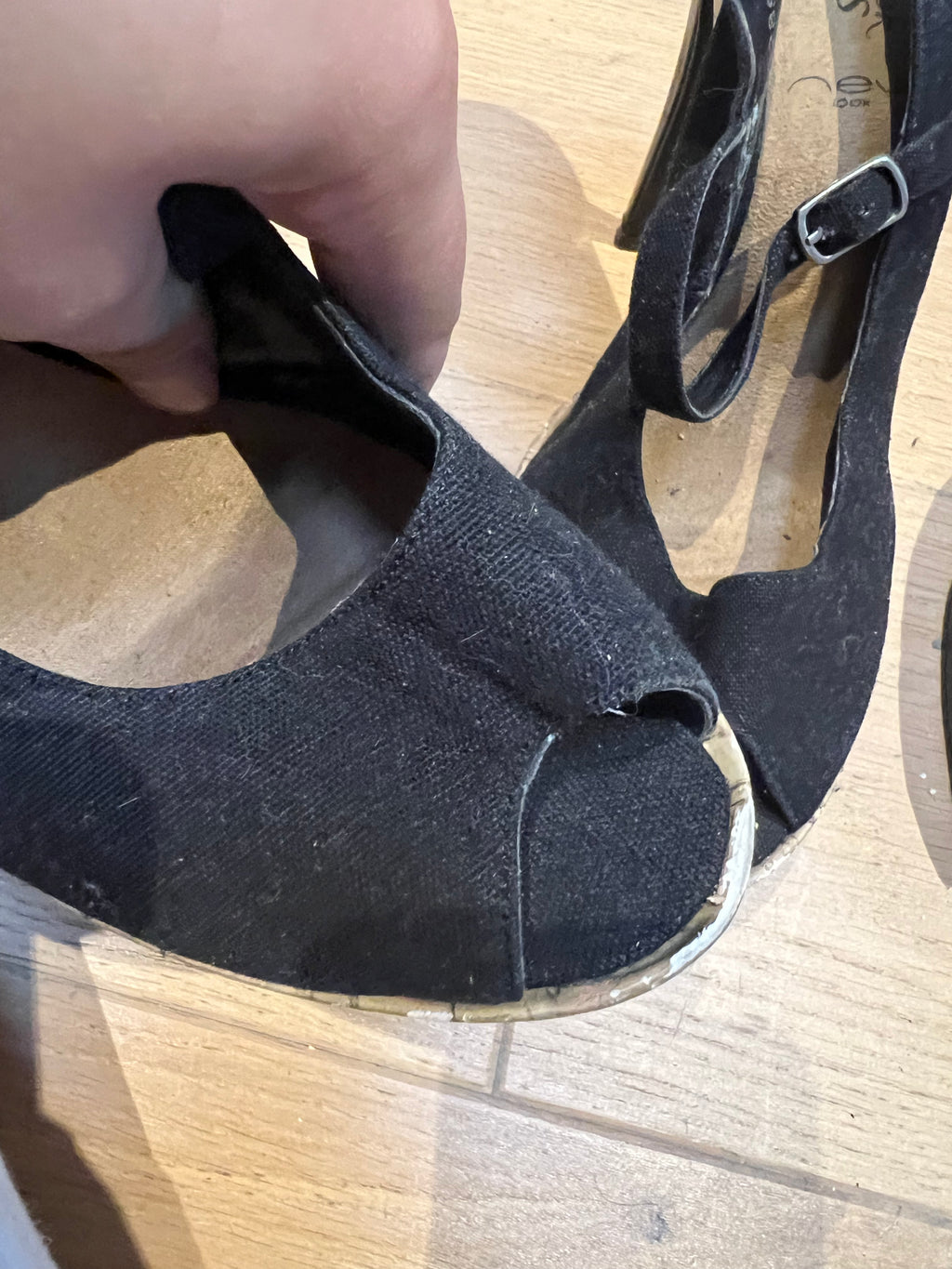 Cork/black heels