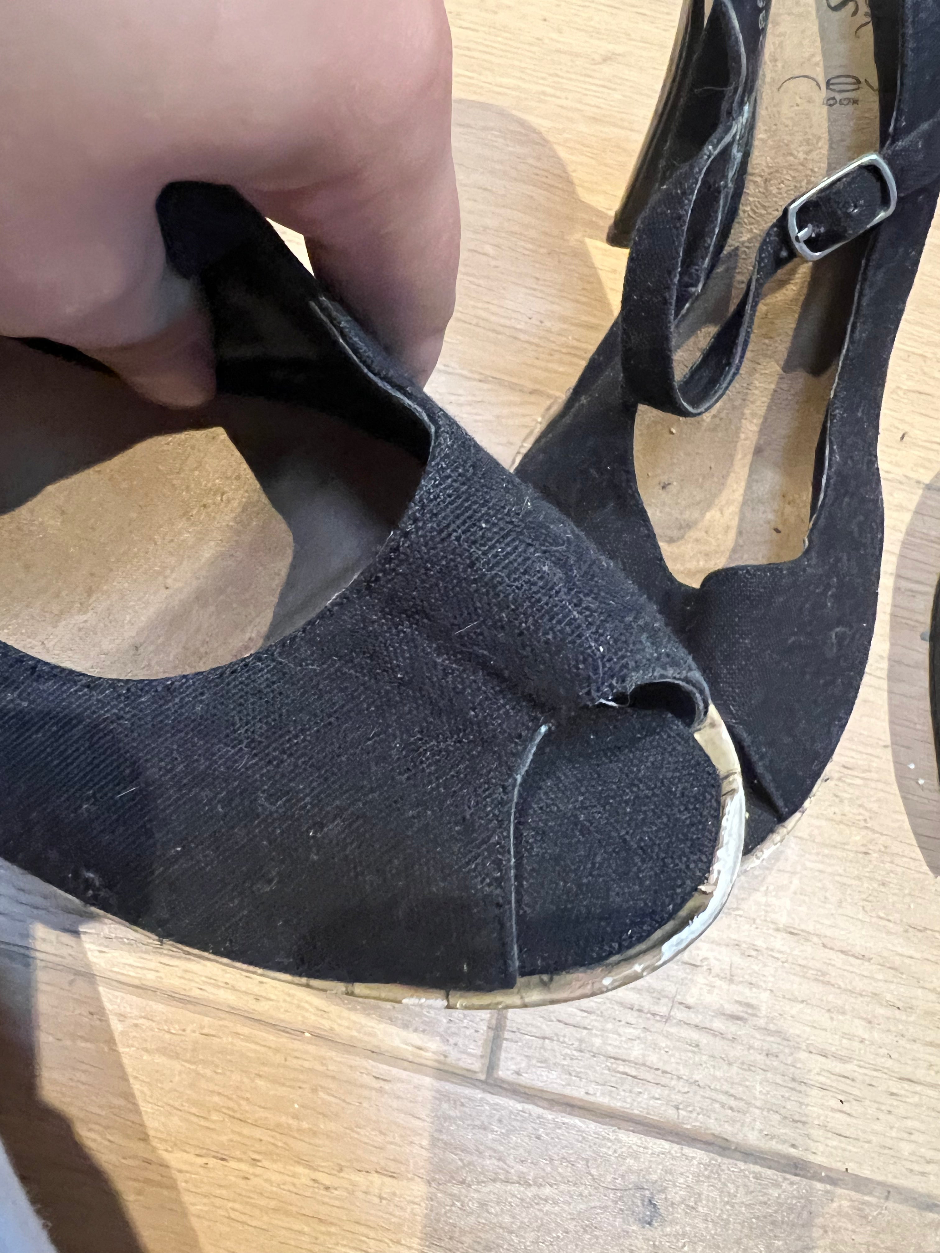 Cork/black heels