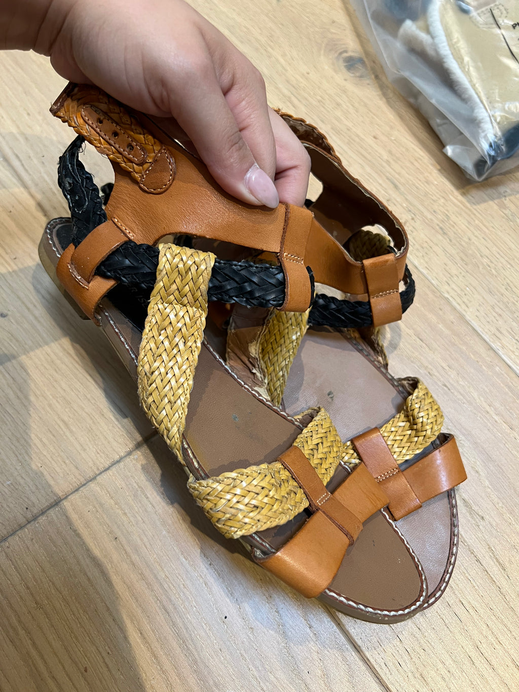 Brown woven sandals