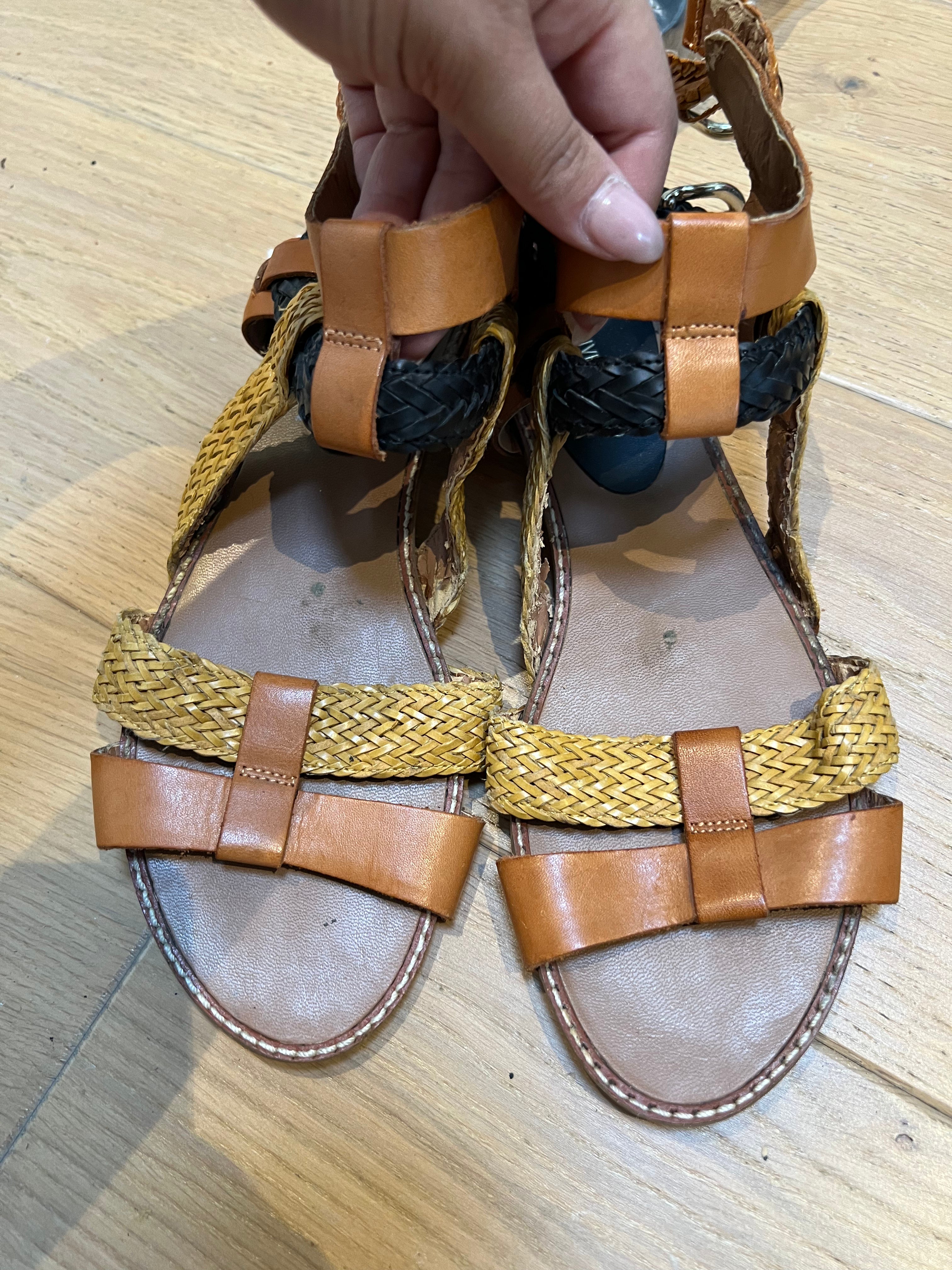 Brown woven sandals