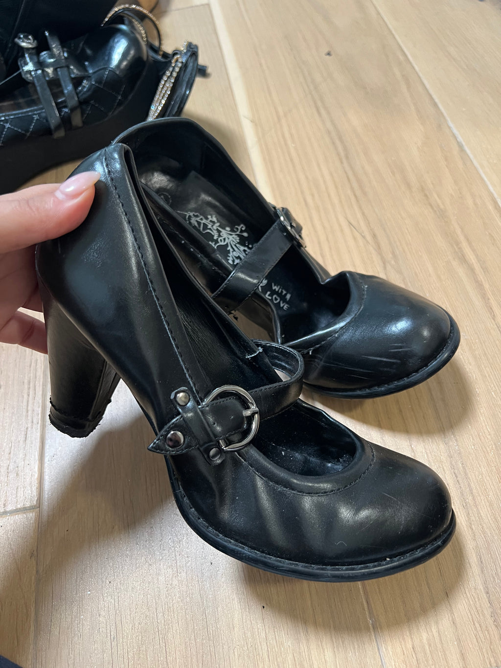 Black heels with buckle