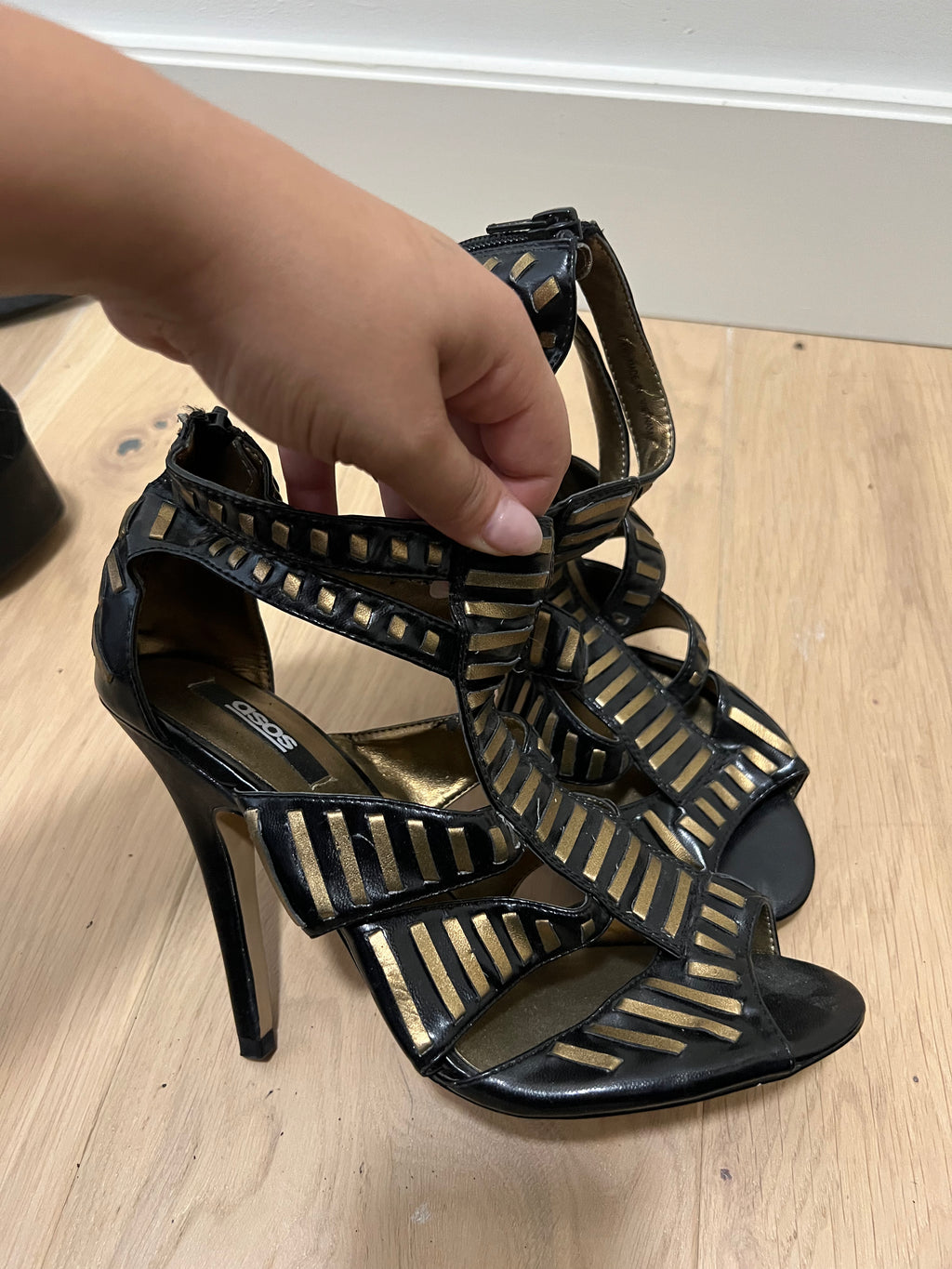 Black & gold heels