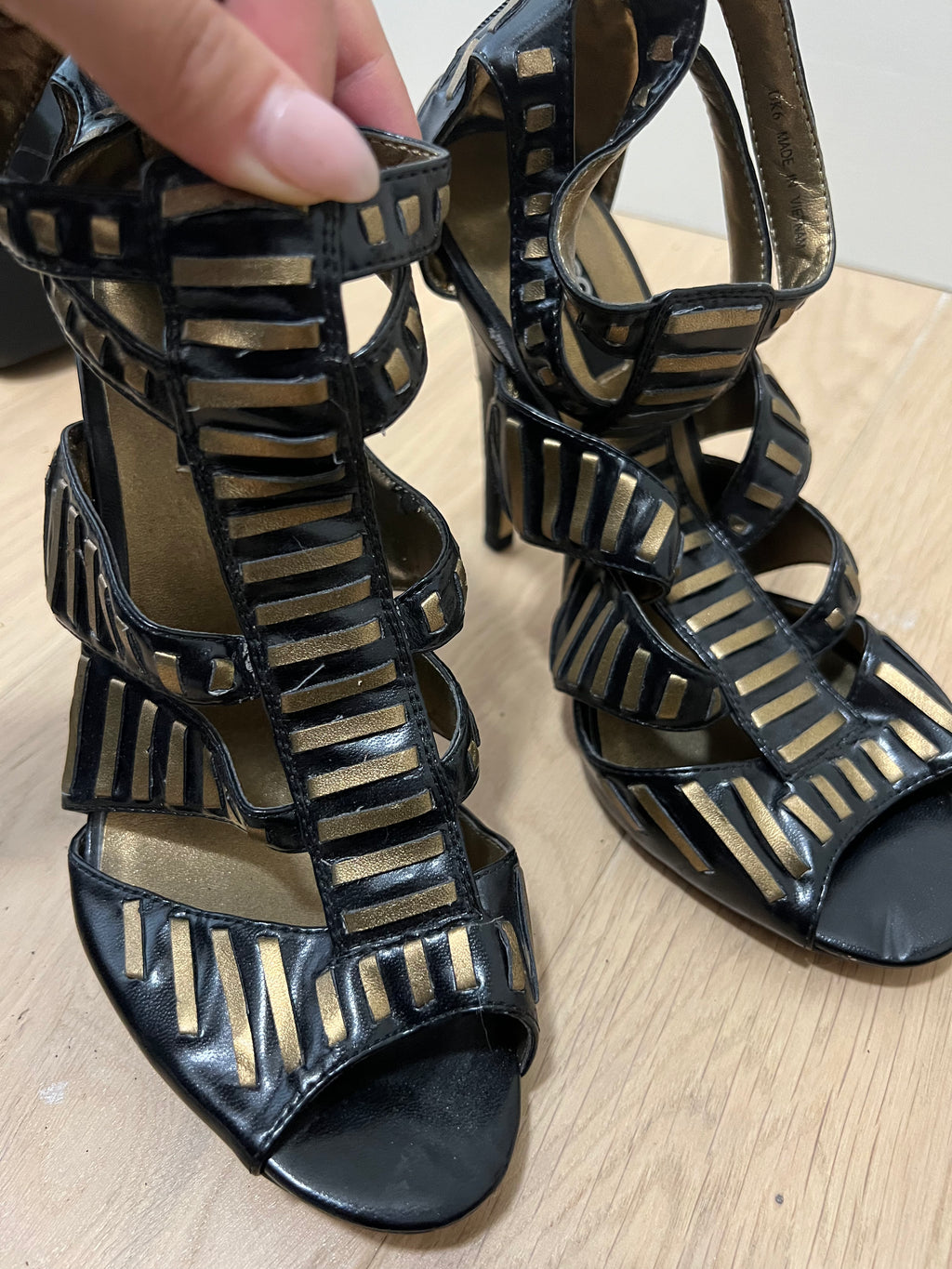 Black & gold heels