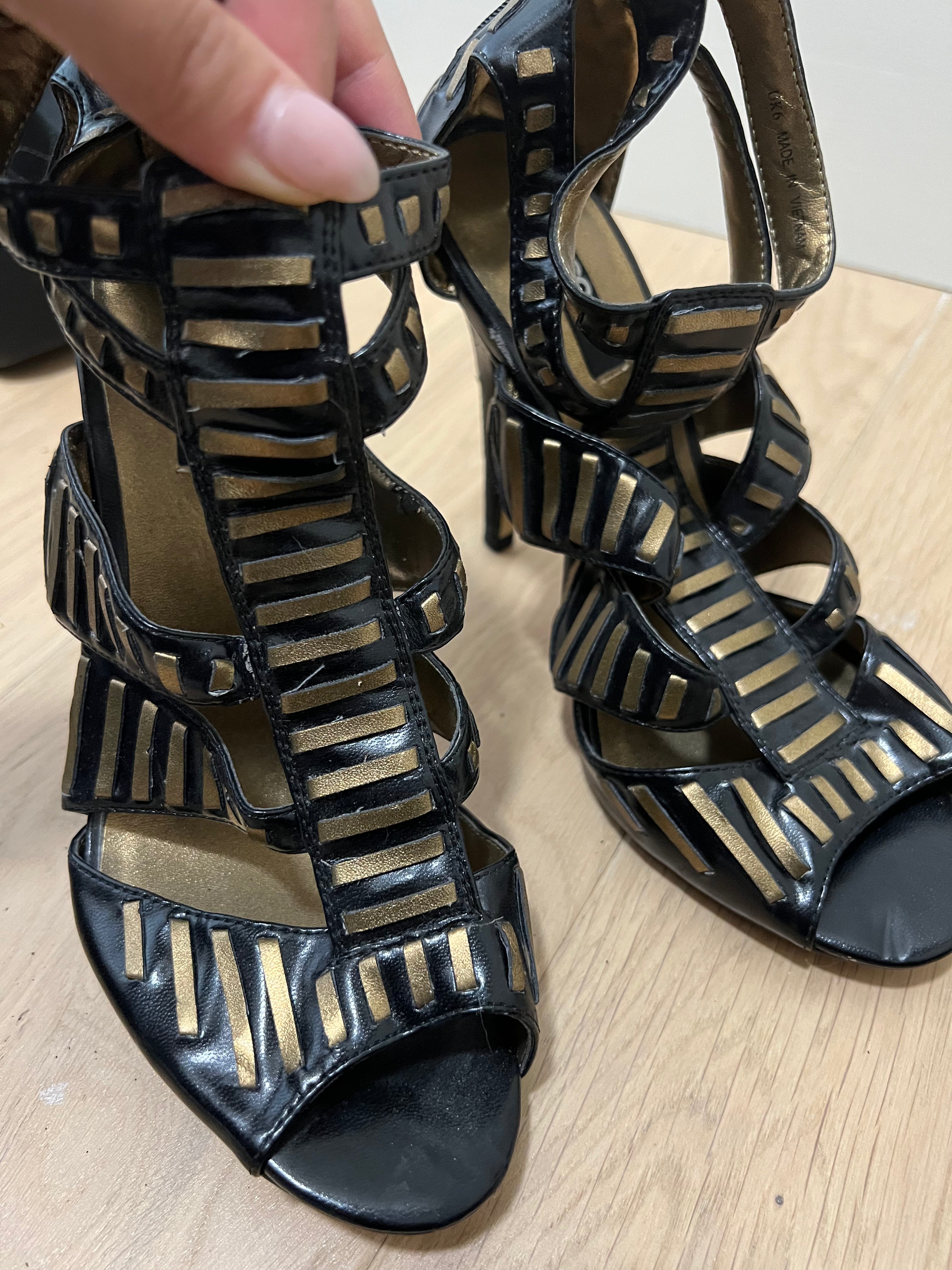 Black & gold heels