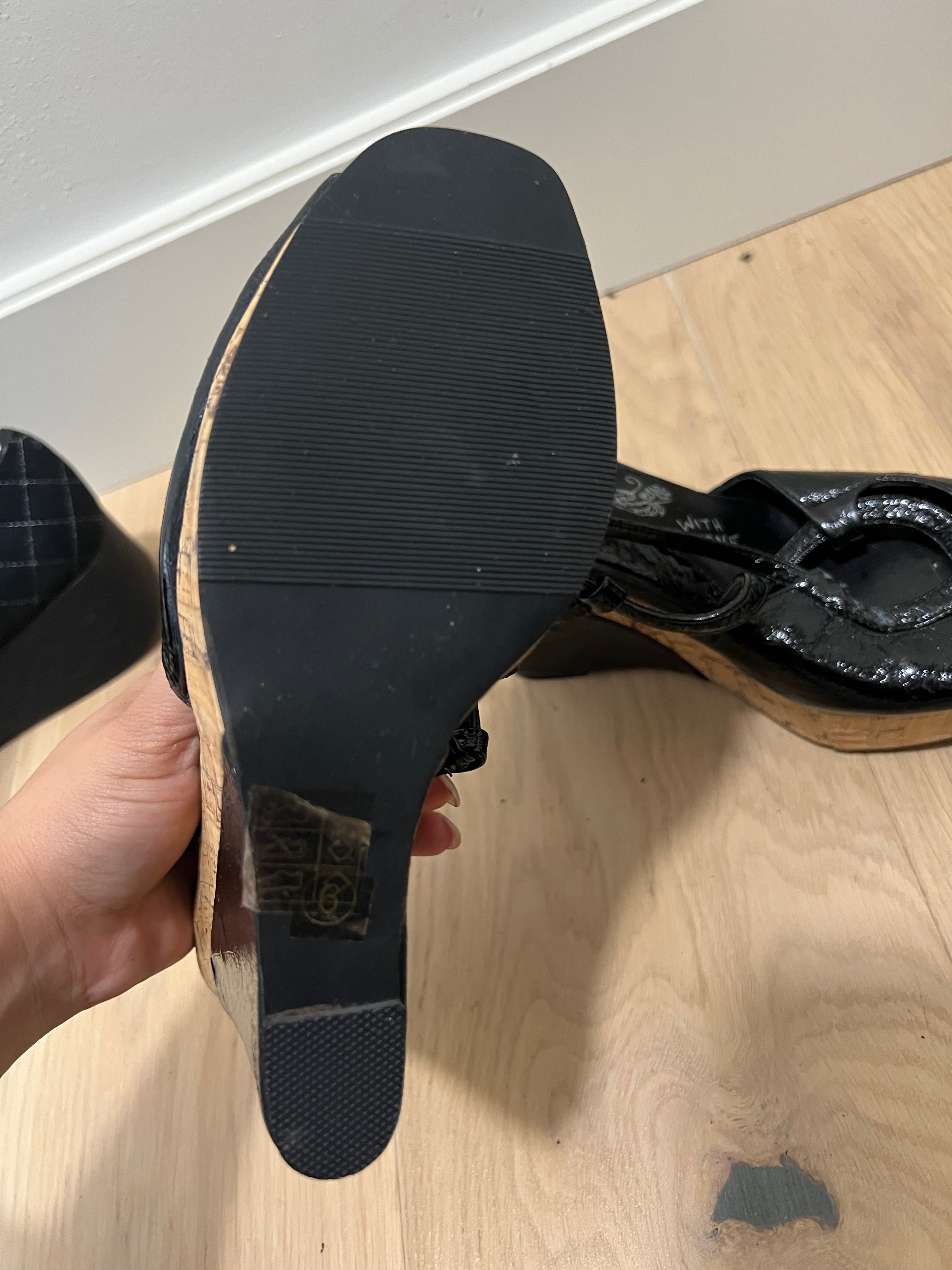 Black tie up/strapy wedge heels
