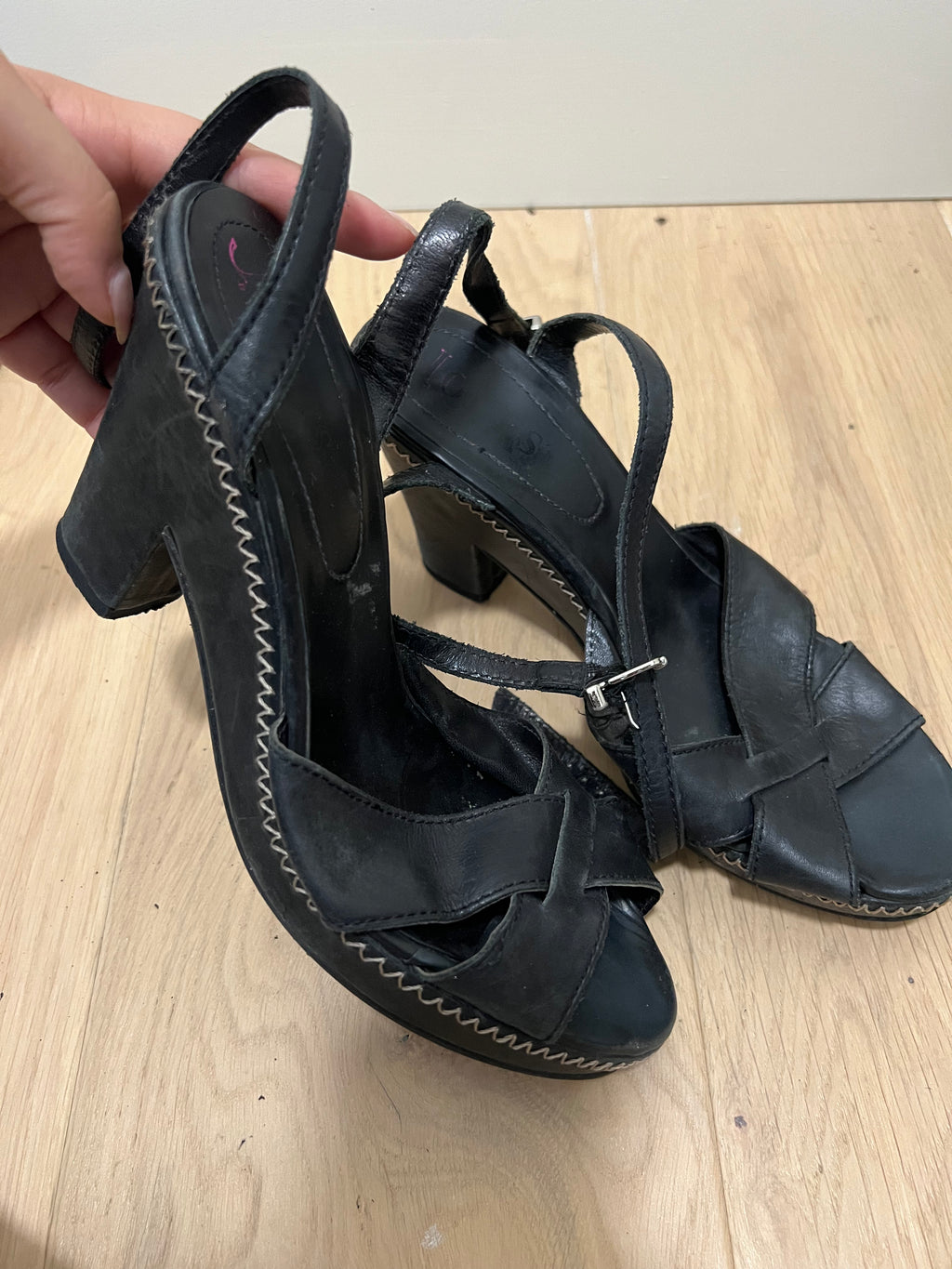 Black chunky heels