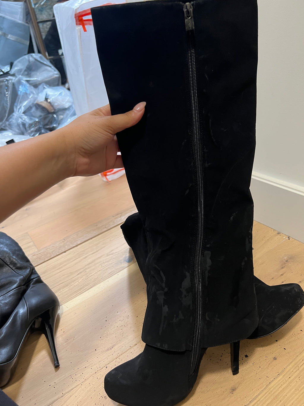 Knee high heel boots / Suedette