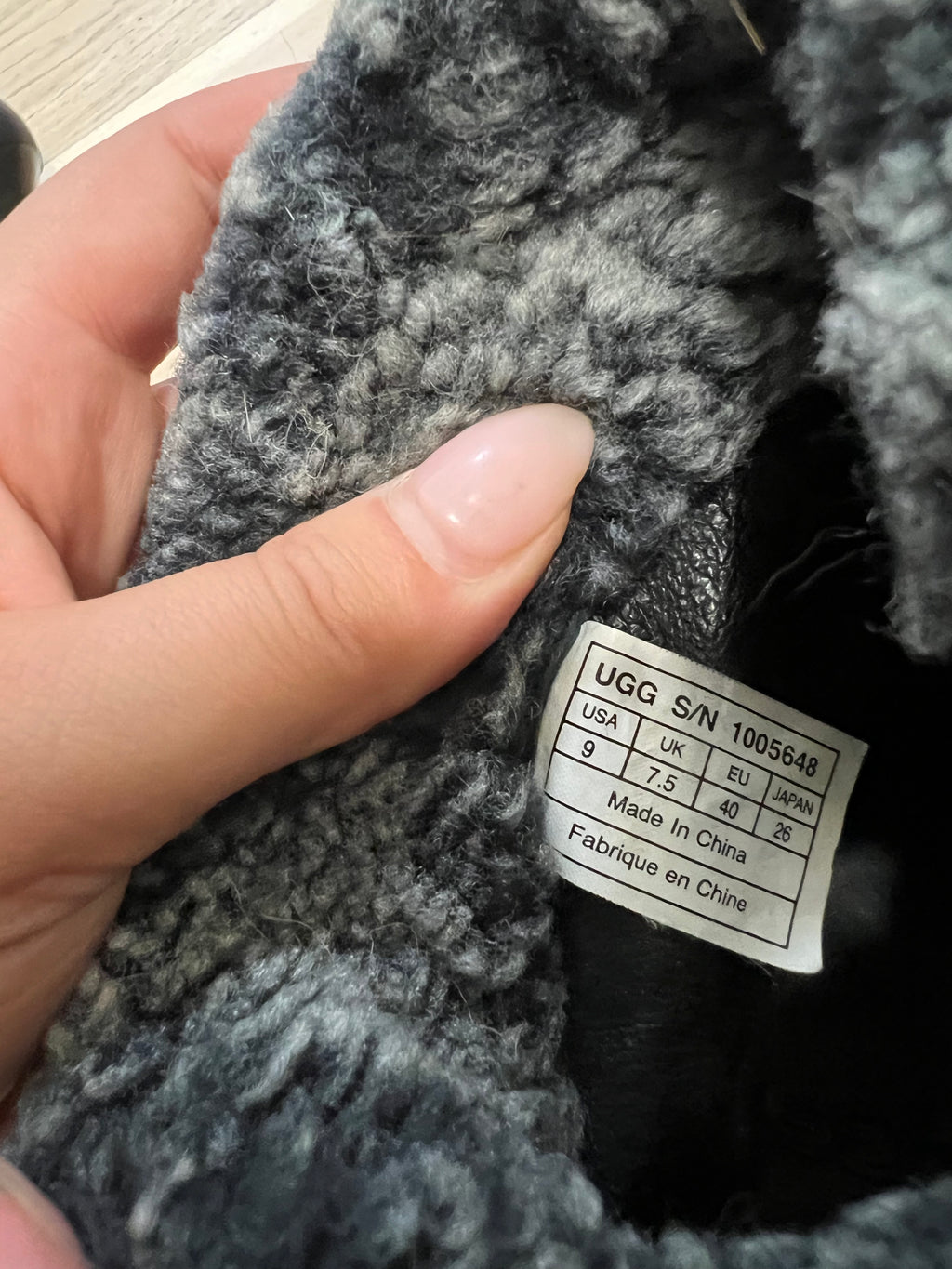 UGG ankle black heels with grey fur cuff