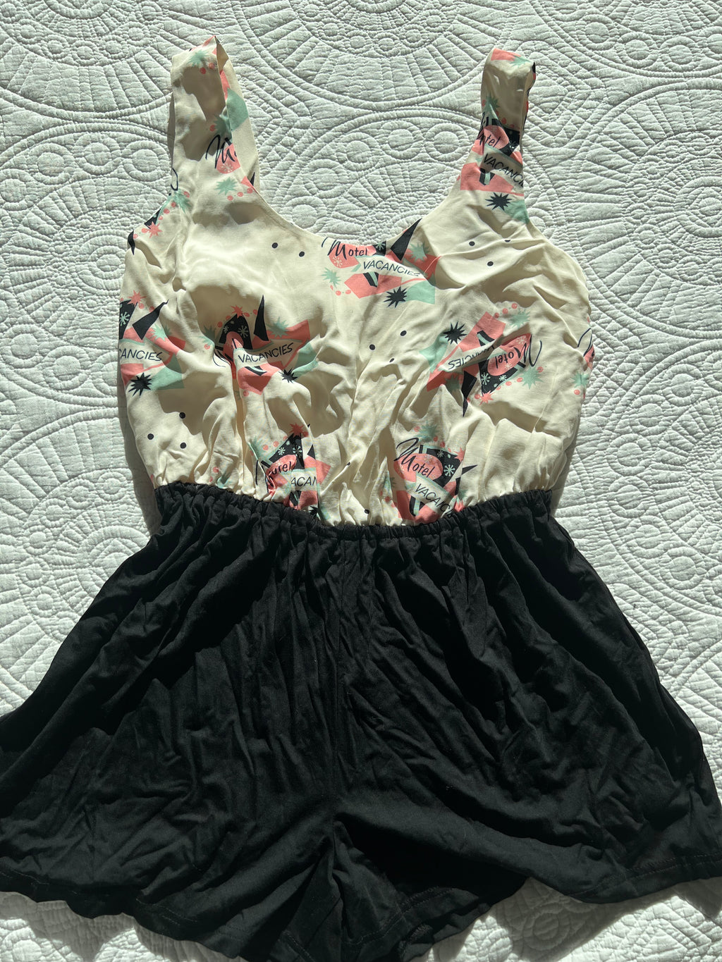 Pattern and black romper