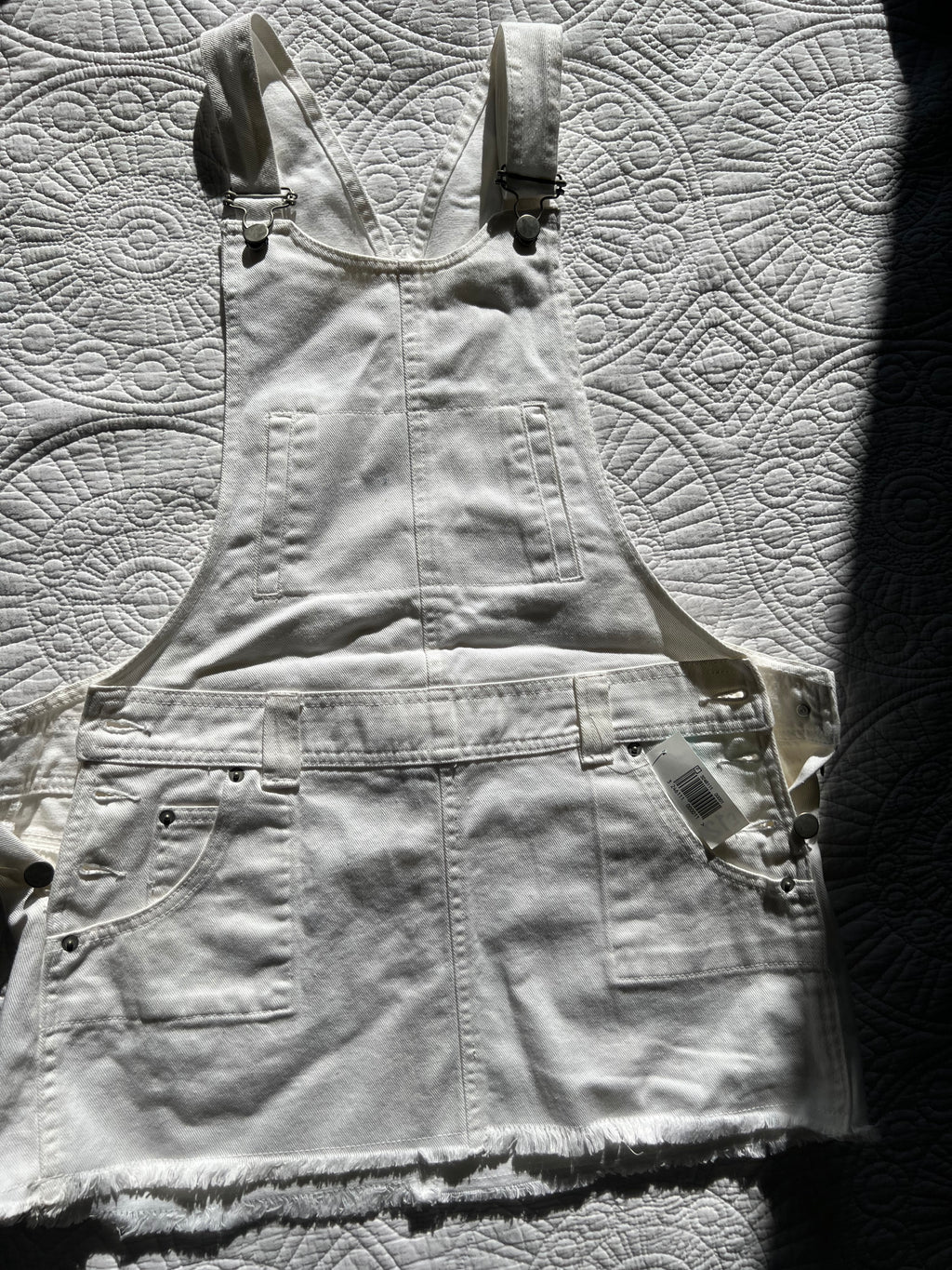 White denim dungaree dress