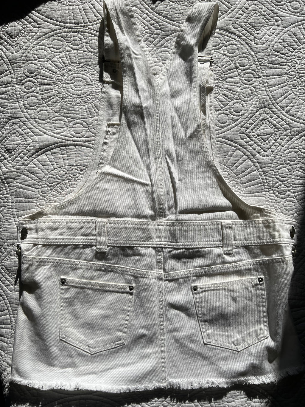 White denim dungaree dress