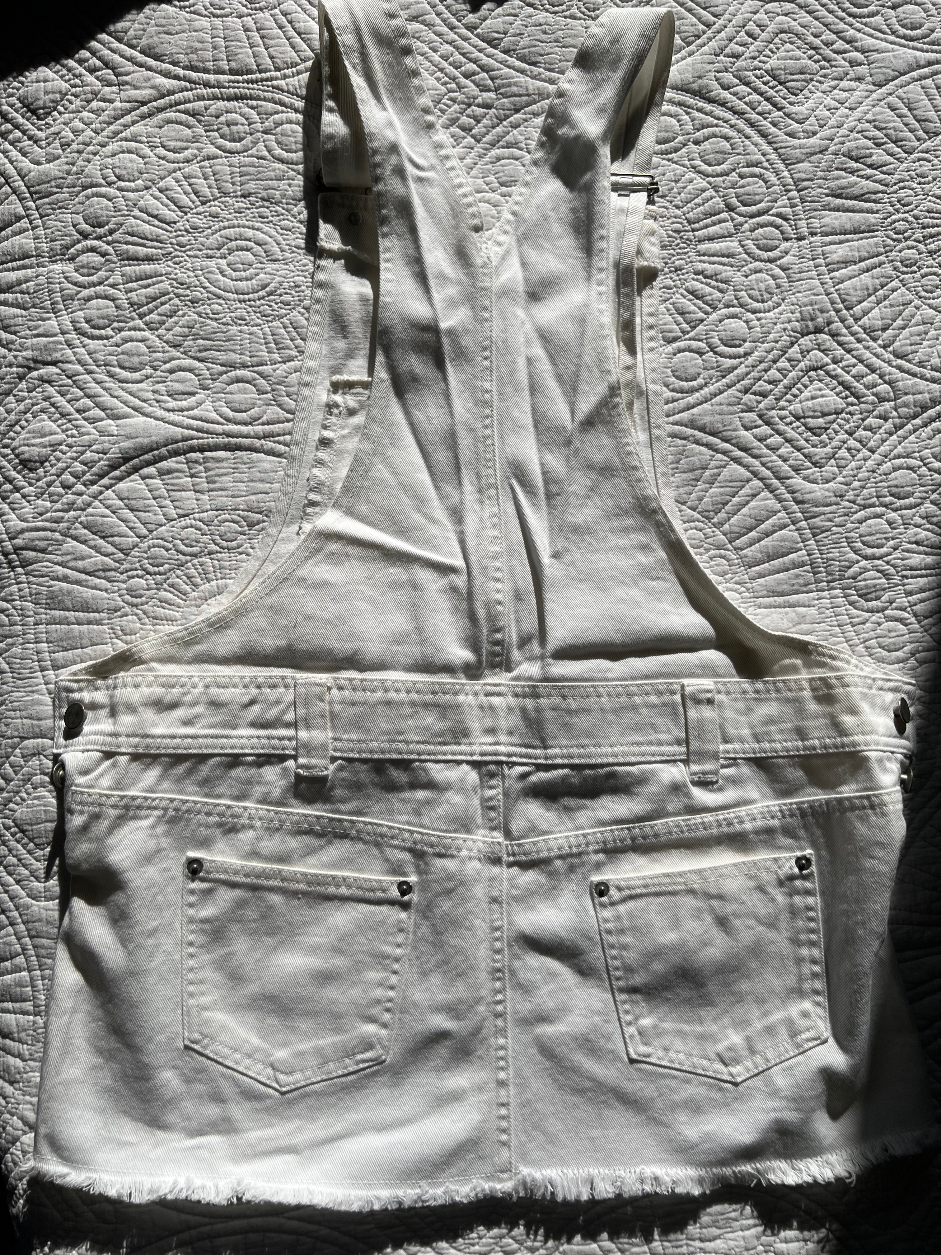White denim dungaree dress