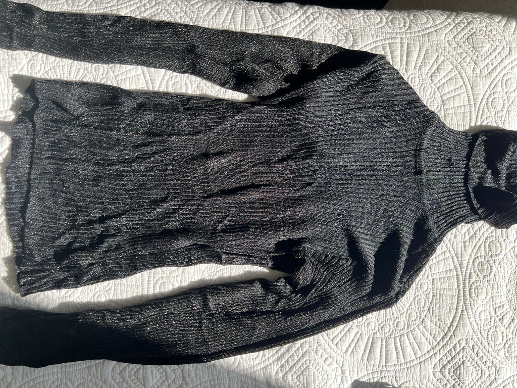 Shimmer style dark grey knitted turtle neck top