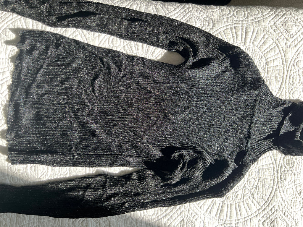 Shimmer style dark grey knitted turtle neck top