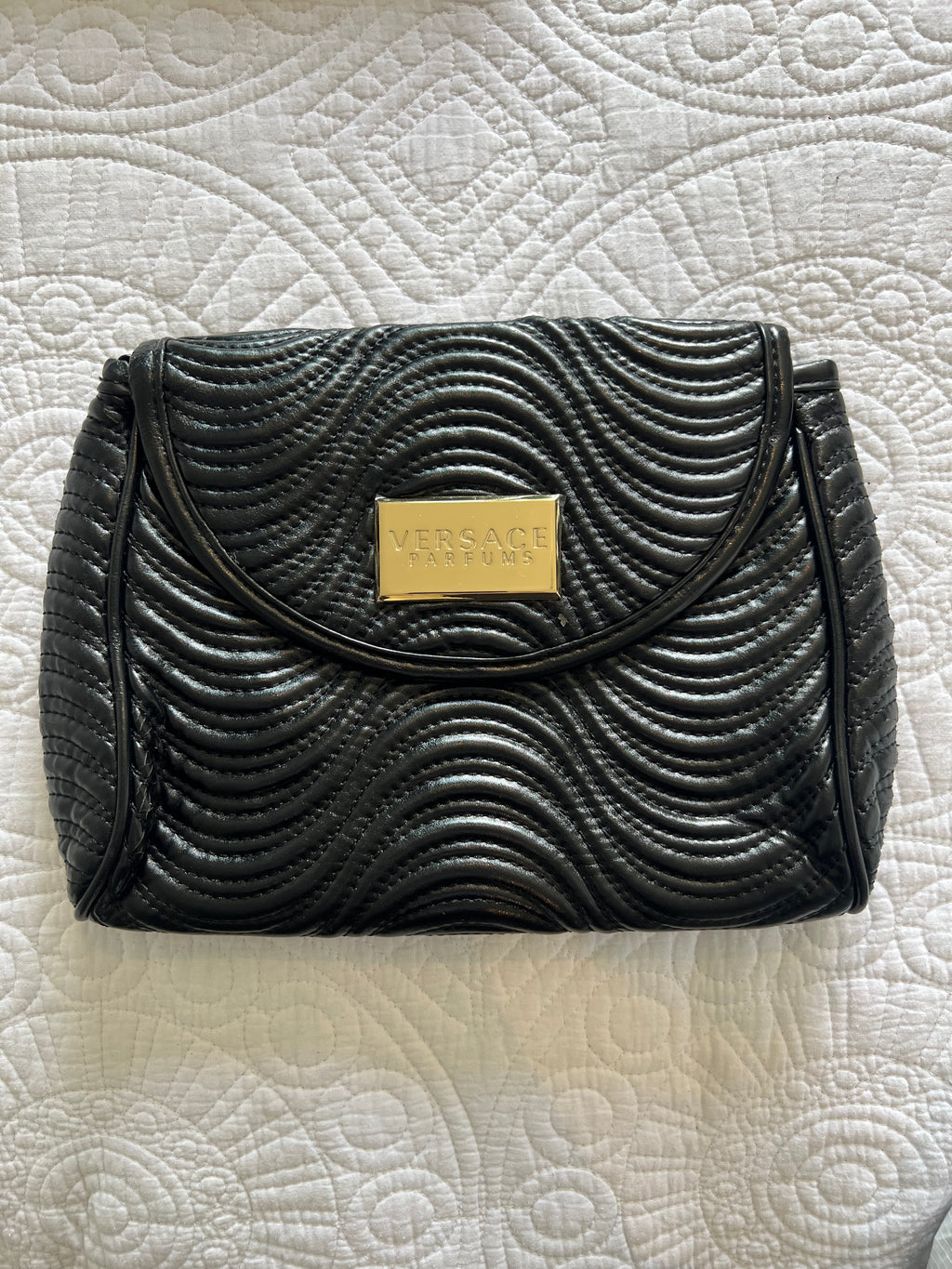 Black textured Versace bag