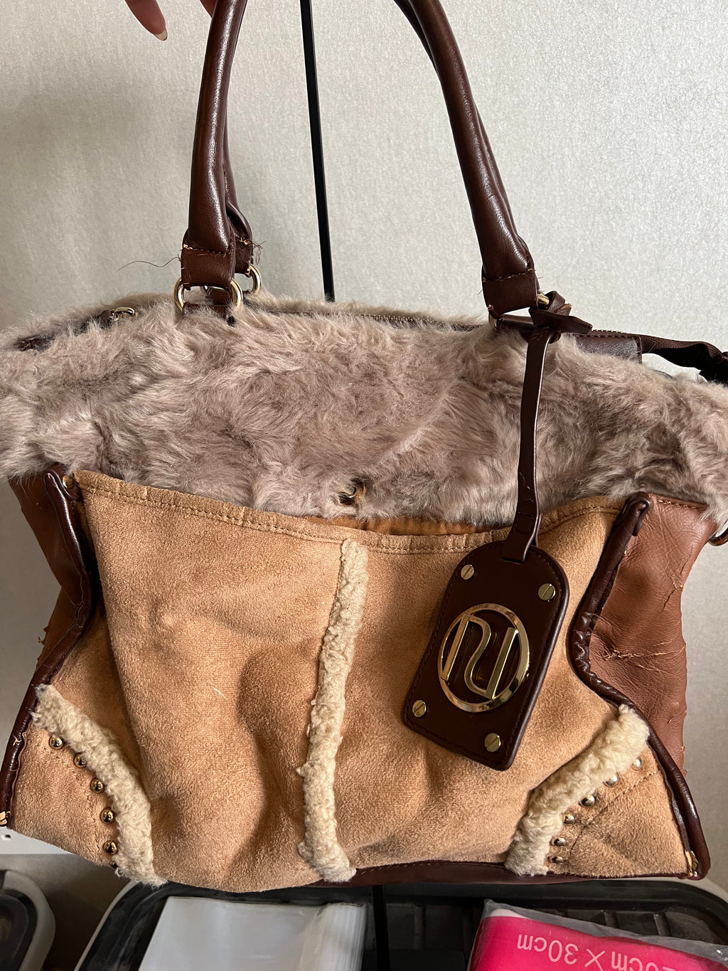 Brown handbag / leather style material